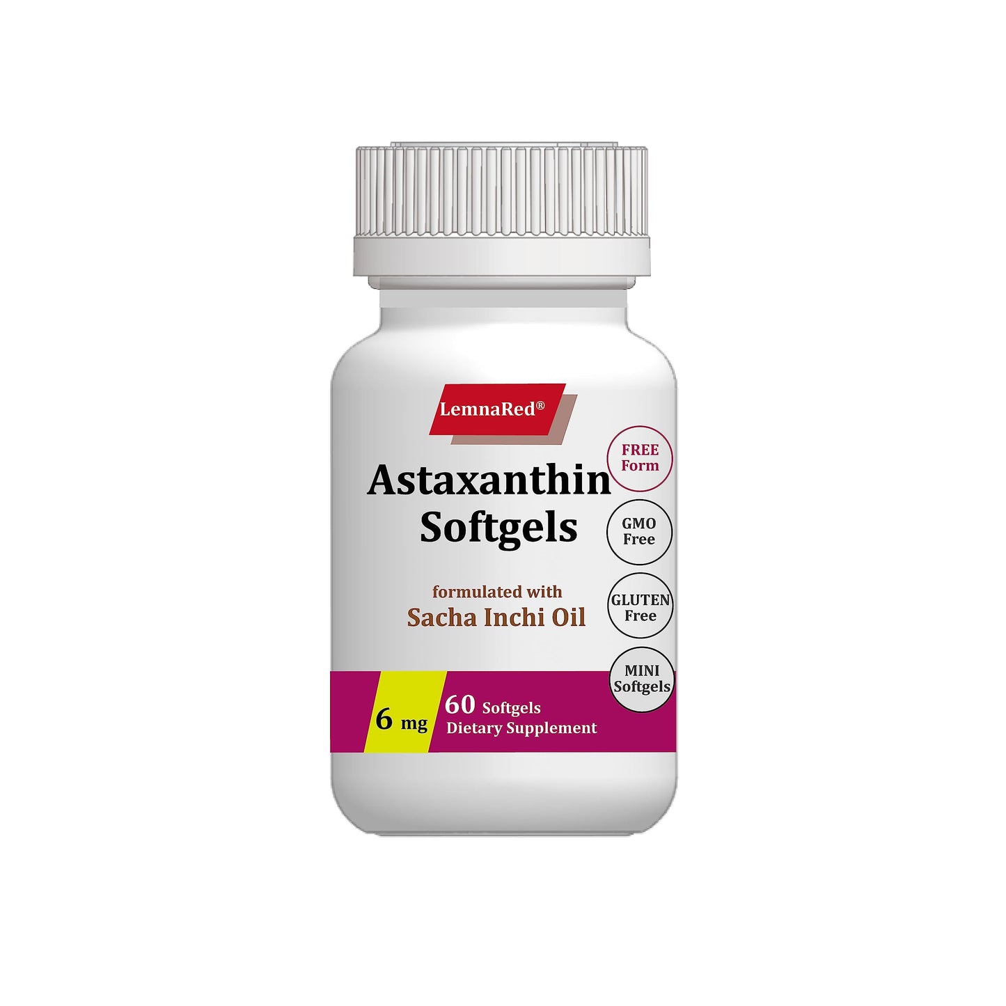 LemnaRed Free-Form Astaxanthin 6mg Softgel, 60 Softgels