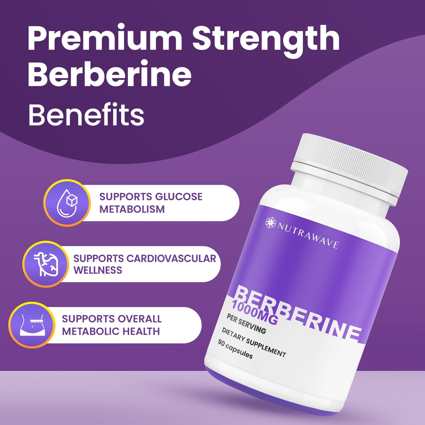 Nutra Wave Pure Berberine Maximum Potency Capsules, 180 Capsules