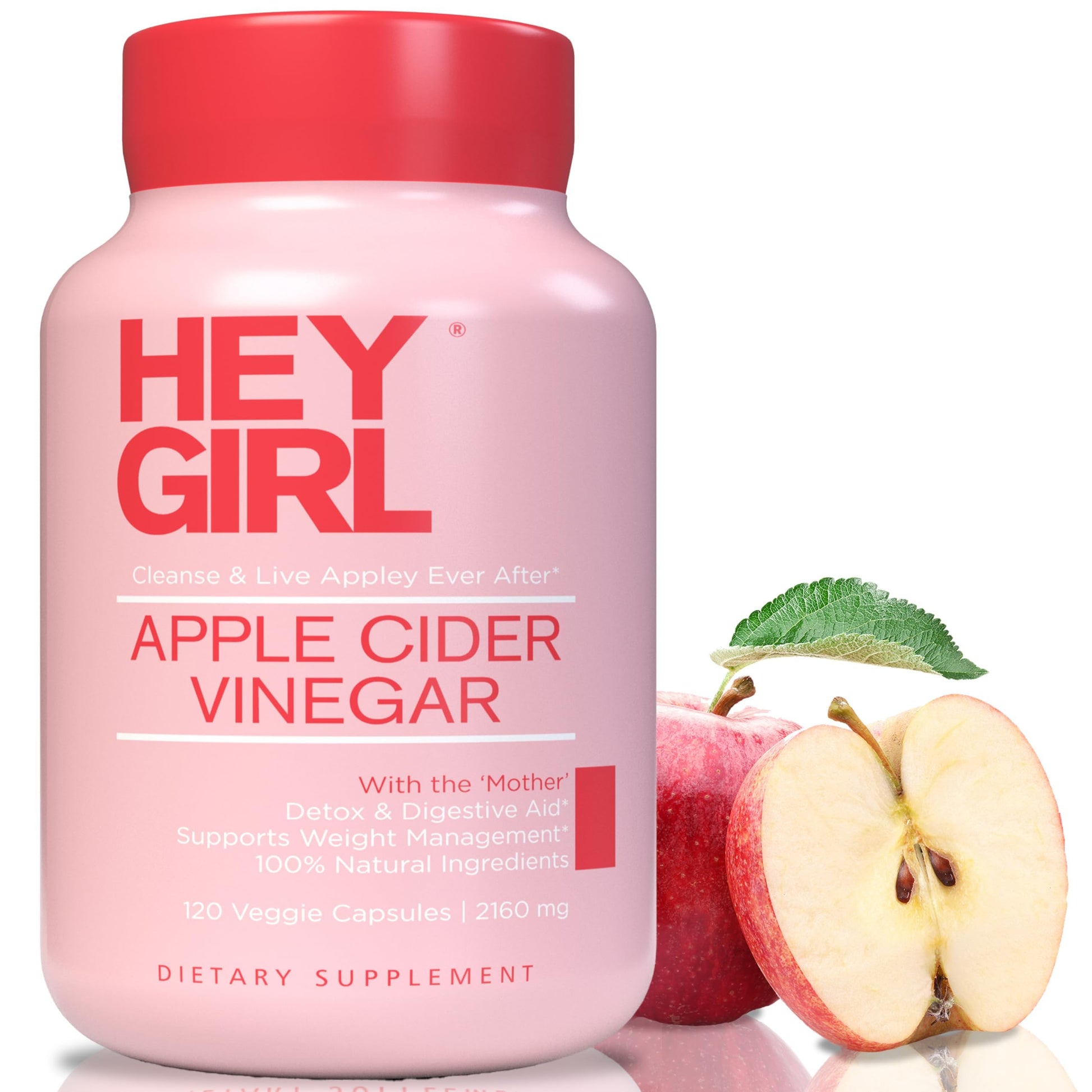 Hey Girl Tea Apple Cider Vinegar Capsules with The Mother 120 Capsules