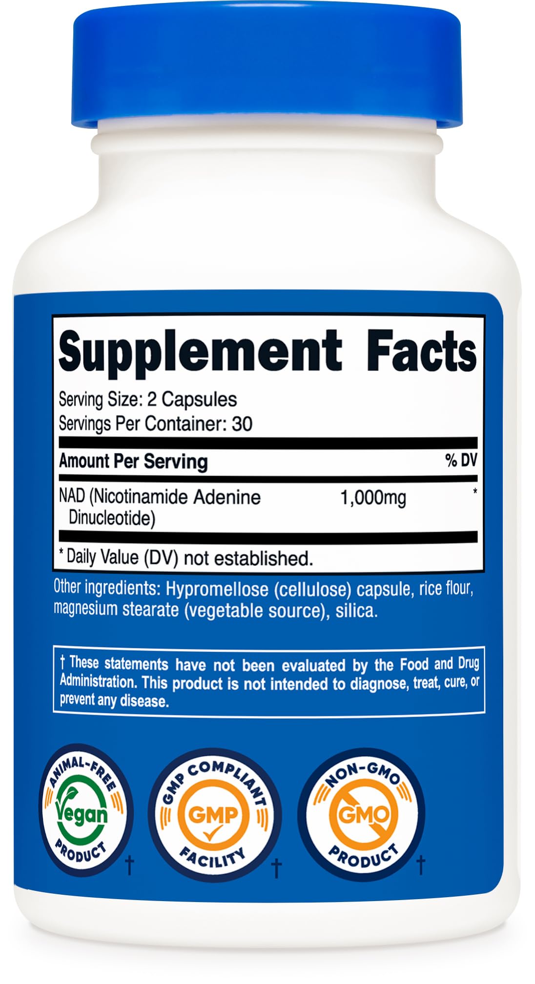 Nutricost NAD+ Supplement (1,000mg) Capsules, 60 Count