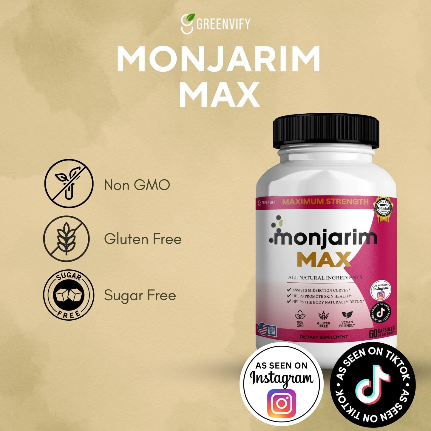 GREENVIFY Monjarim Max Dietary Supplement Capsule, 60 Capsules