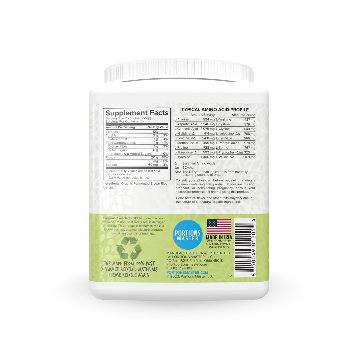Portions Master Plant Protein Powder, 13.2 Ounce
