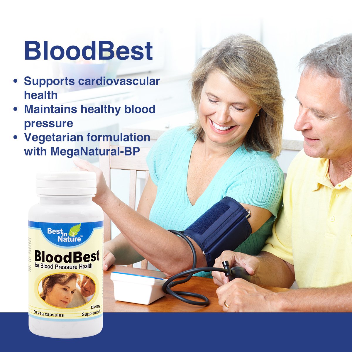 Best in Nature Bloodbest Blood Pressure Health with MegaNatural-BP Cardiovascular Support 90 Veg Capsules