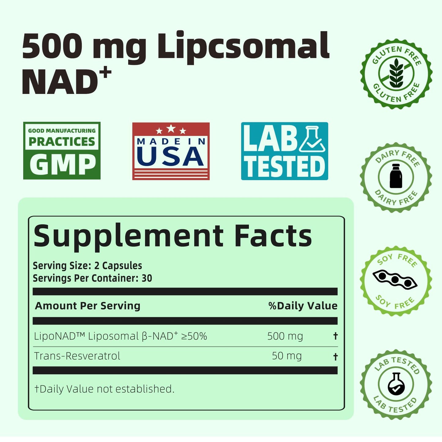 HappieVita Liposomal NAD+ with Resveratrol NMNH Supplement Alternative High Purity NAD Supplement for Anti-Aging, Energy, Focus 60 Capsules