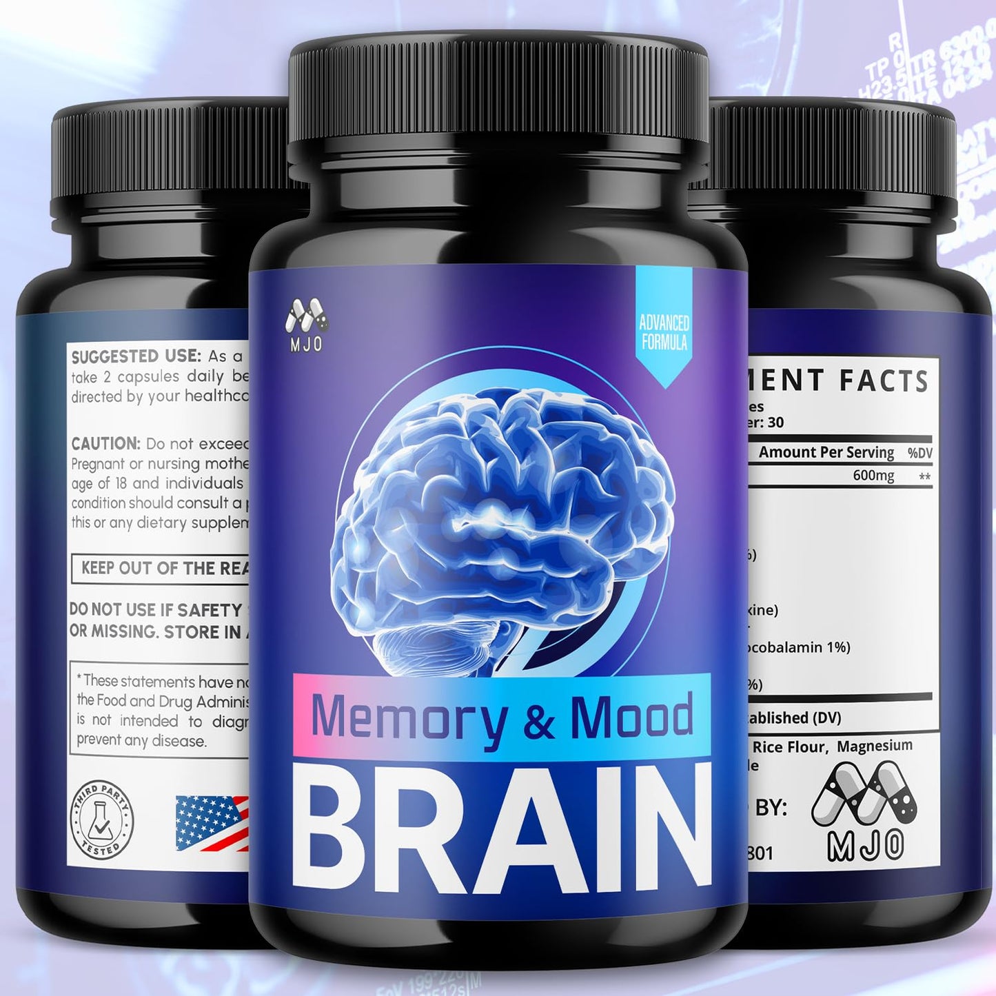 MJO Memory and Mood Brain Capsules Supplement Formula, 120 Capsules