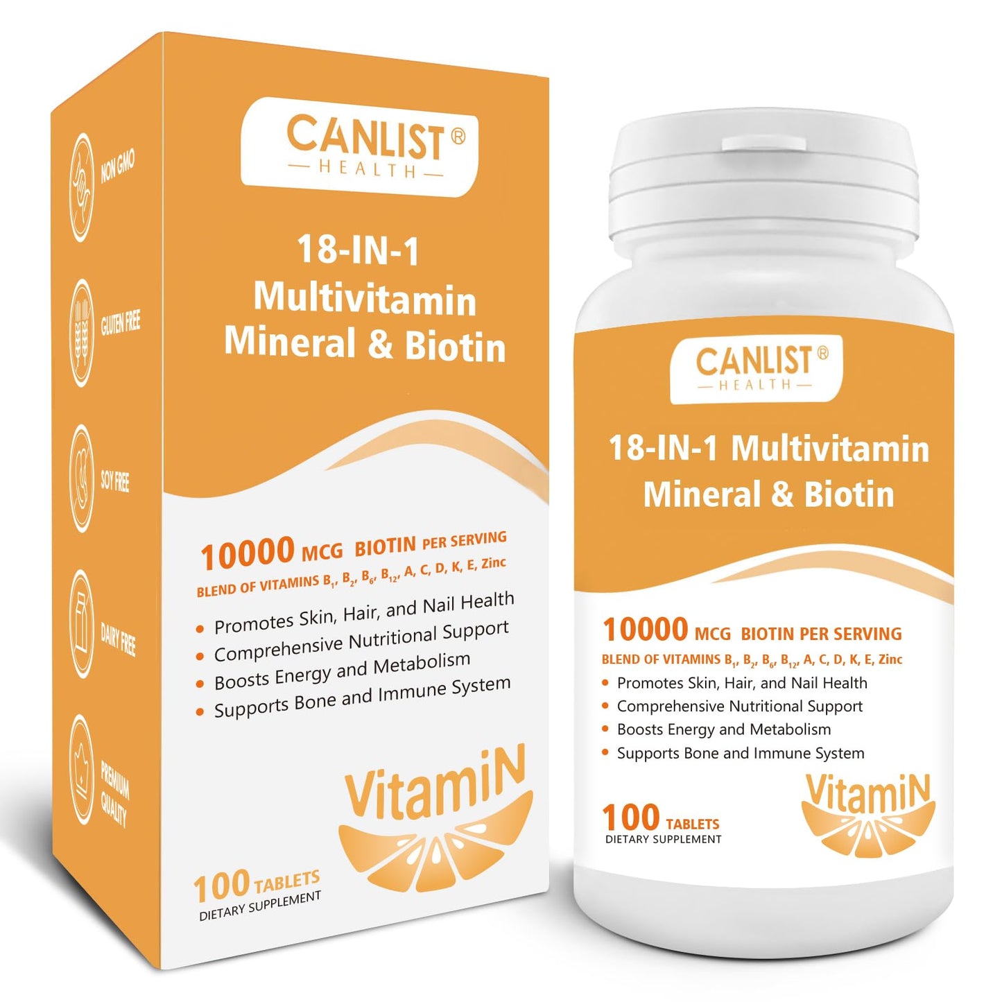 CANLIST Hair Skin and Nails Multi-Vitamin for Men & Women, 100 Tablets