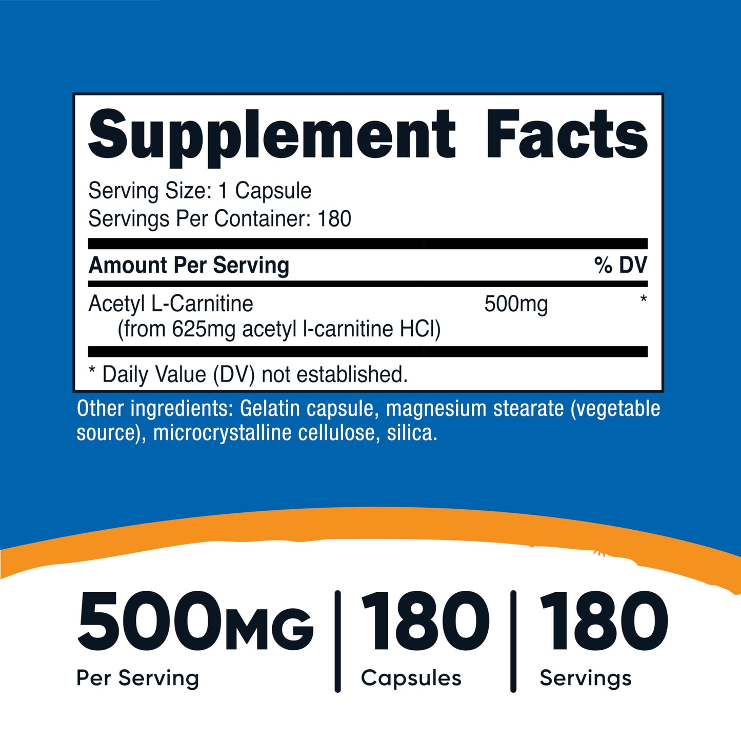 Nutricost Acetyl L-Carnitine (ALCAR) 500mg Capsules, 360 Count