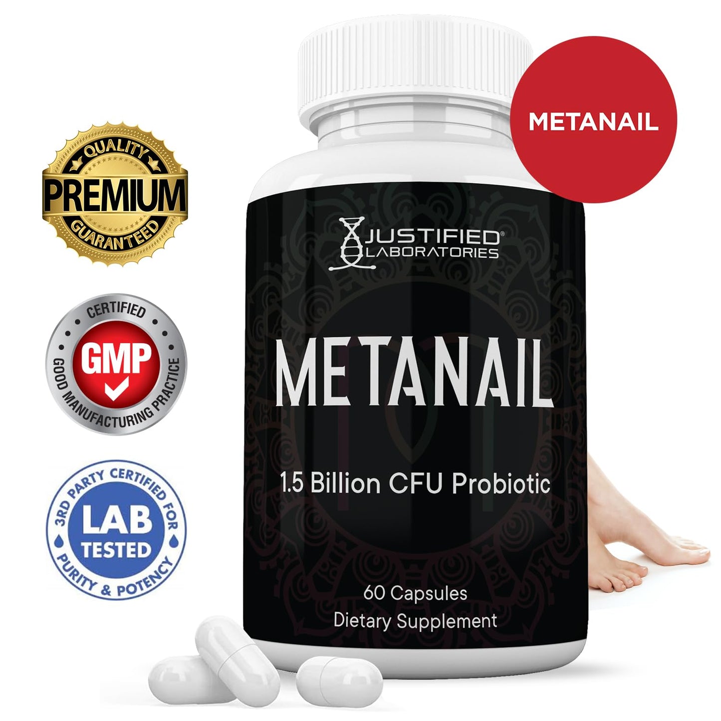 Justified Laboratories Metanail Probiotic Nail Support 1.5 Billion CFU Capsule, 180 Capsules