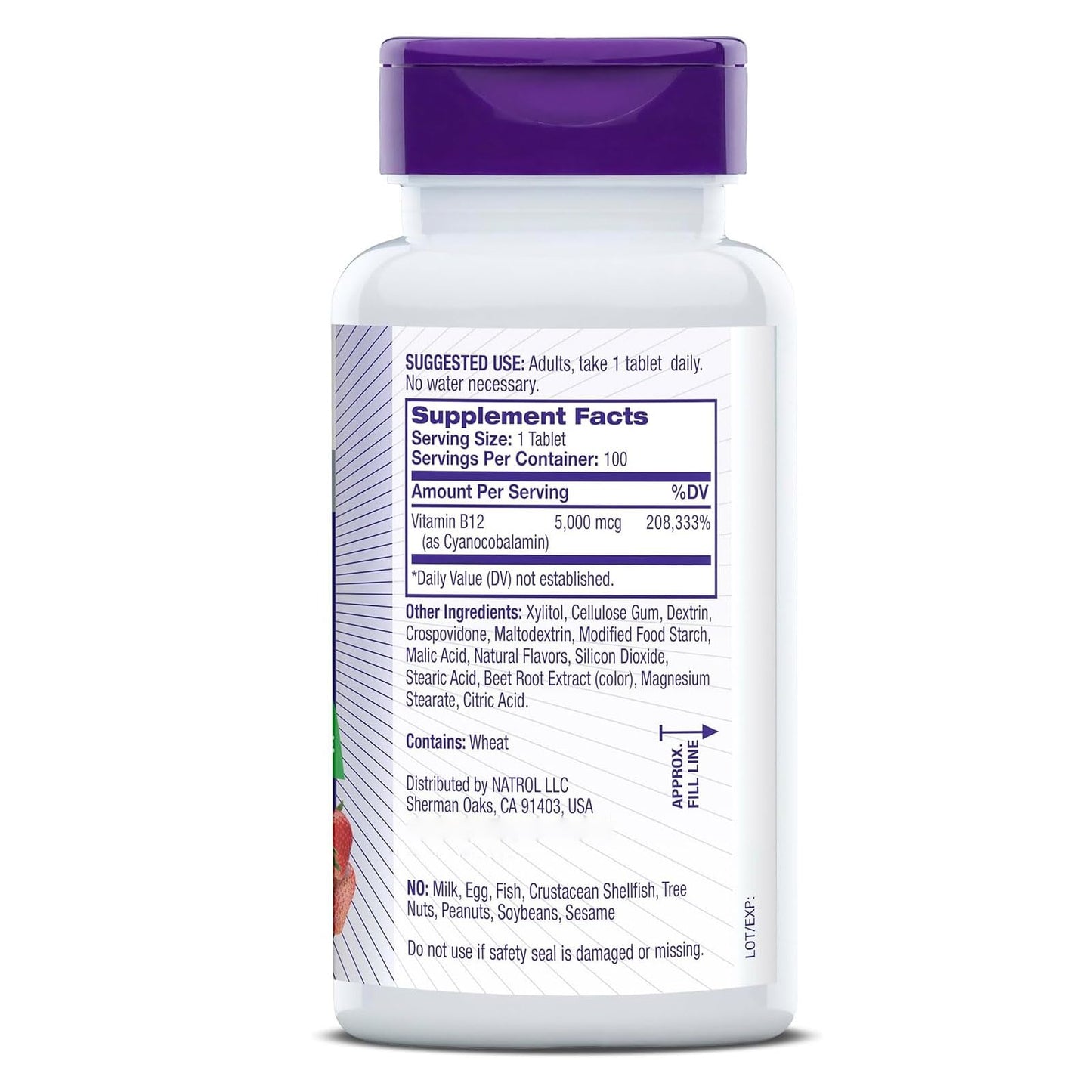 Natrol Vitamin B12 5000mcg Tablet, 100 Tablets