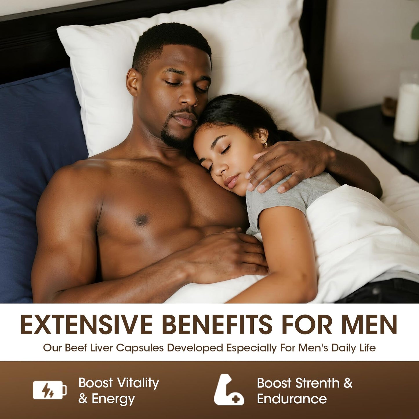 M inch Beef Liver Capsules with Kidney, Pancreas, Tribulus Terrestris, CoQ10, Zinc & Magnesium for Men's Vitality, Immune Support, Gluten-Free, Non-GMO, 240 Capsules