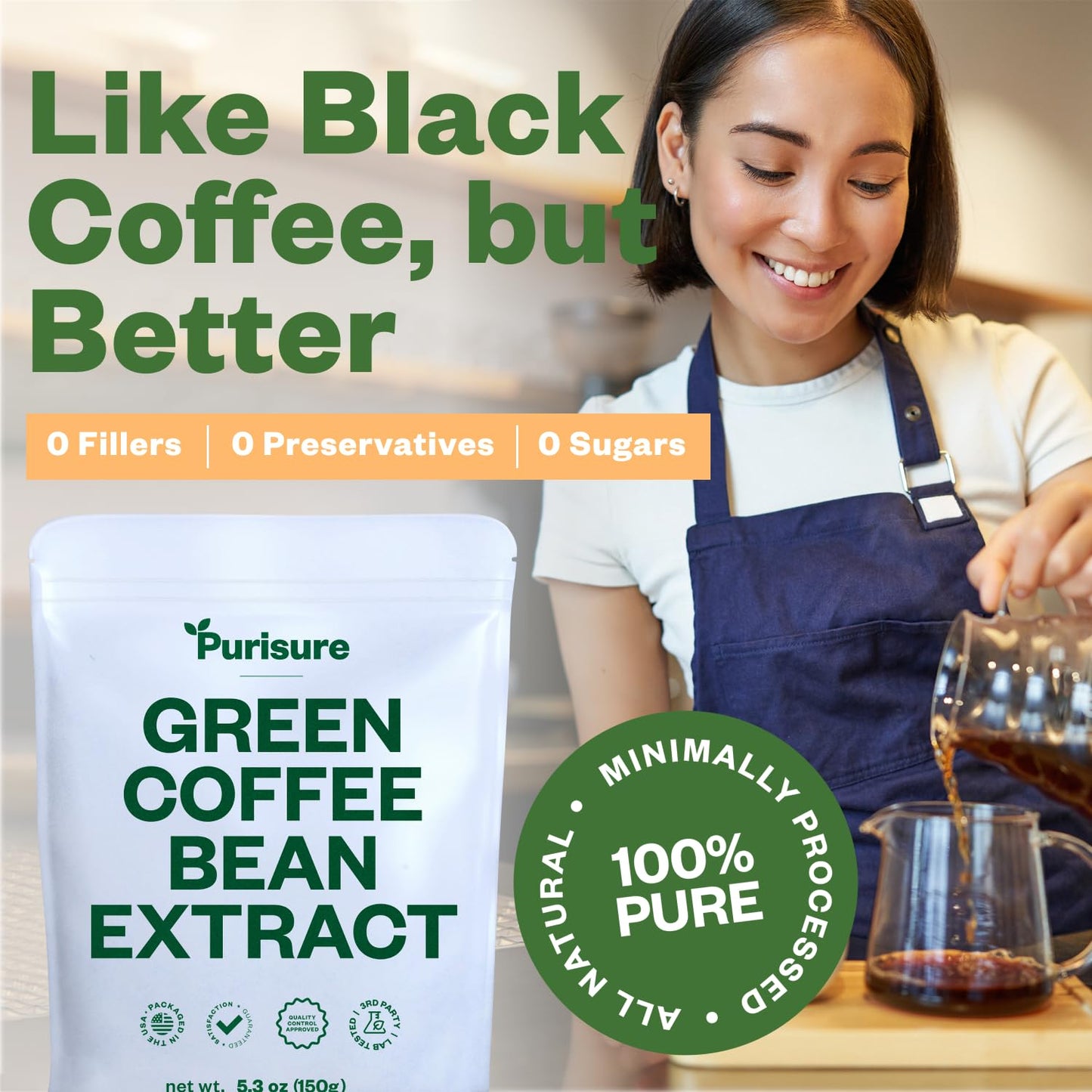 Purisure Green Coffee Bean Extract Powder, 5.29 oz, 750 Servings