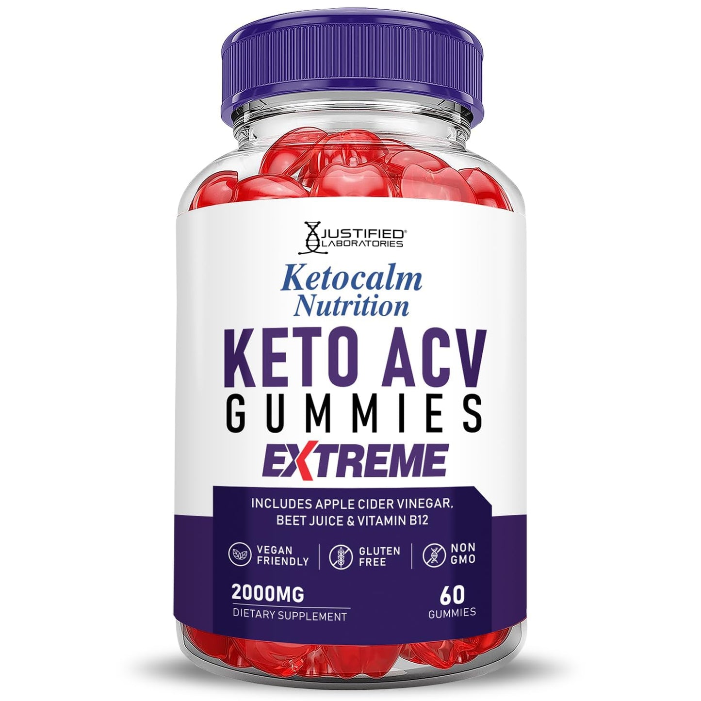 Justified Laboratories Ketocalm Keto ACV Gummies Extreme, 60 Count