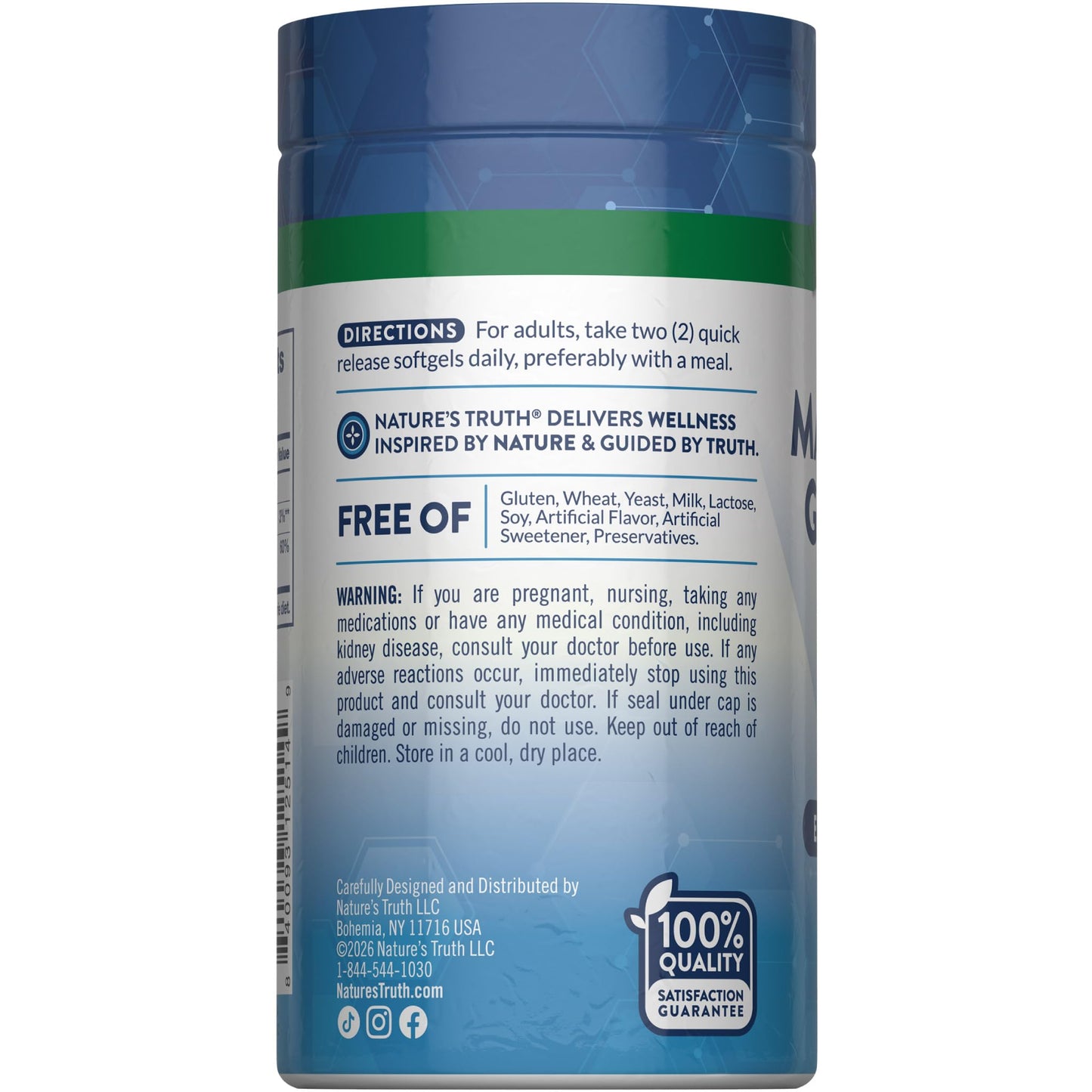 Nature's Truth Magnesium Glycinate Softgels 250mg, 60 Softgels