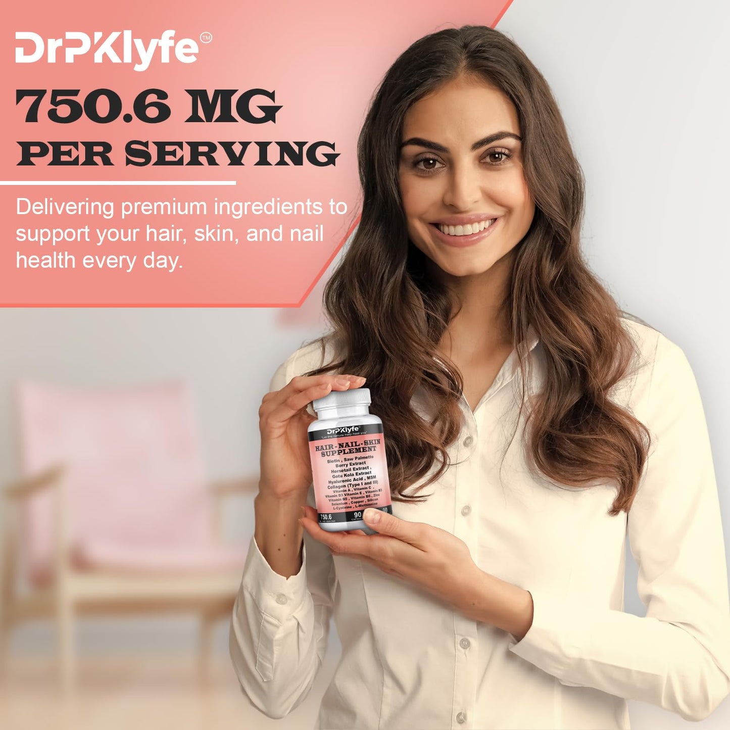 DrPKLyfe Hair, Nail and Skin Supplement Capsules, 90 Capsules