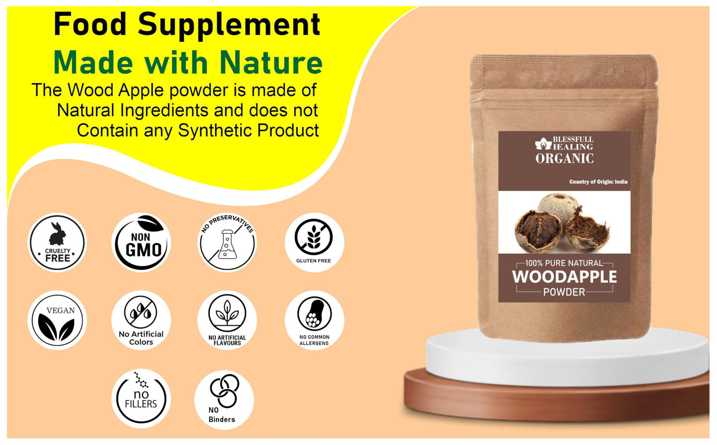 Blessfull Healing Organic Woodapple Powder 7.05 oz