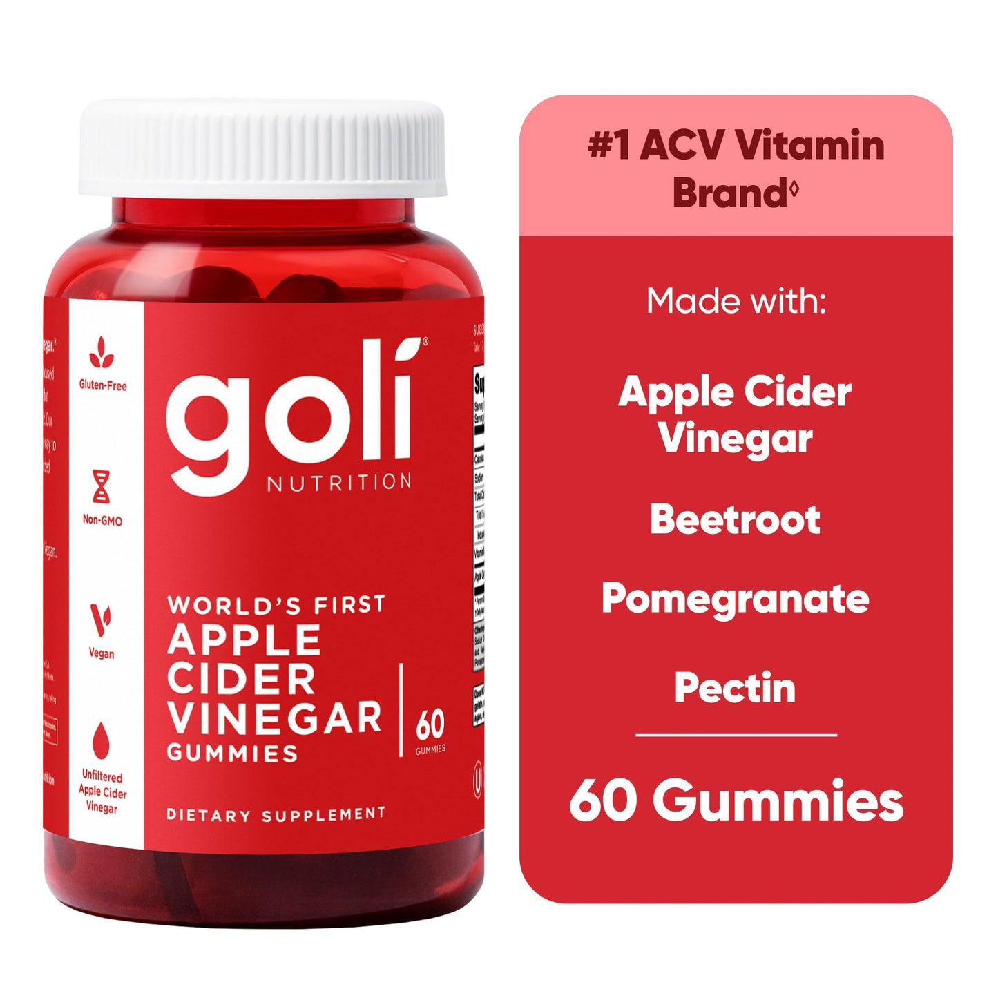 Goli Power Wellness Trio for Stress, Gut & Immune - World's First 3-in-1 Pre, Post, Probiotic, Apple Cider Vinegar & Vitamin B12, Ashwagandha & Vitamin D Gummies, 60 Gummies