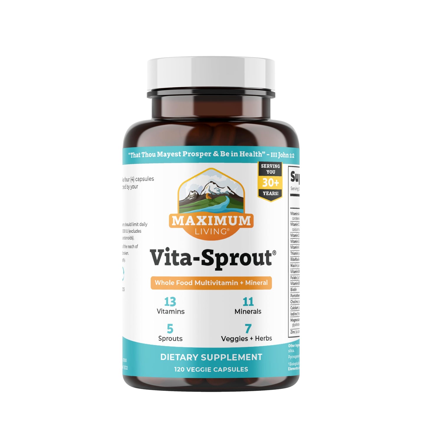 Maximum Living Vita-Sprout Whole-Food Multivitamin & Phytonutrient Blend 120 Capsules