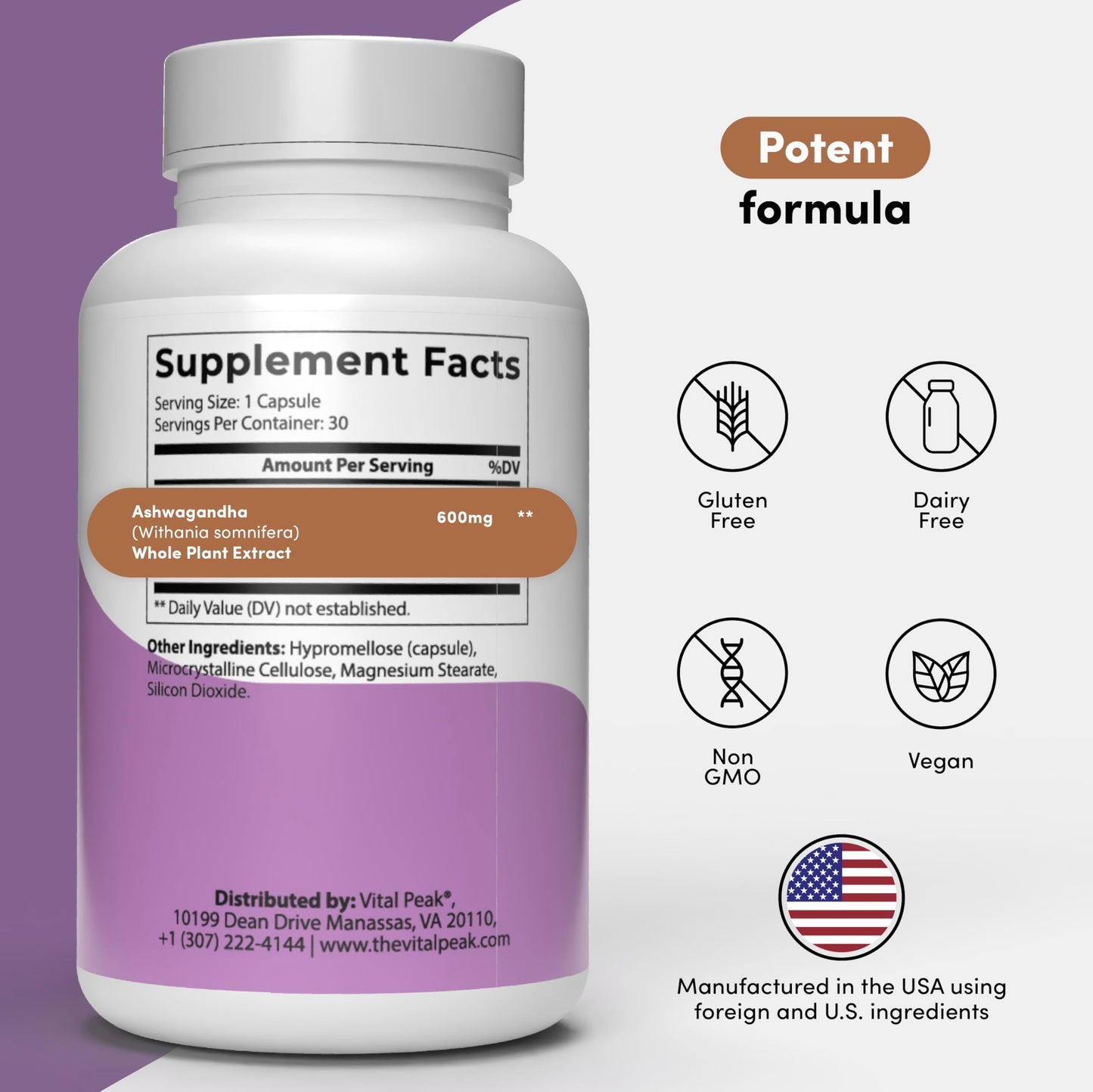 Vital Peak Ashwagandha 600 mg 30 Capsules