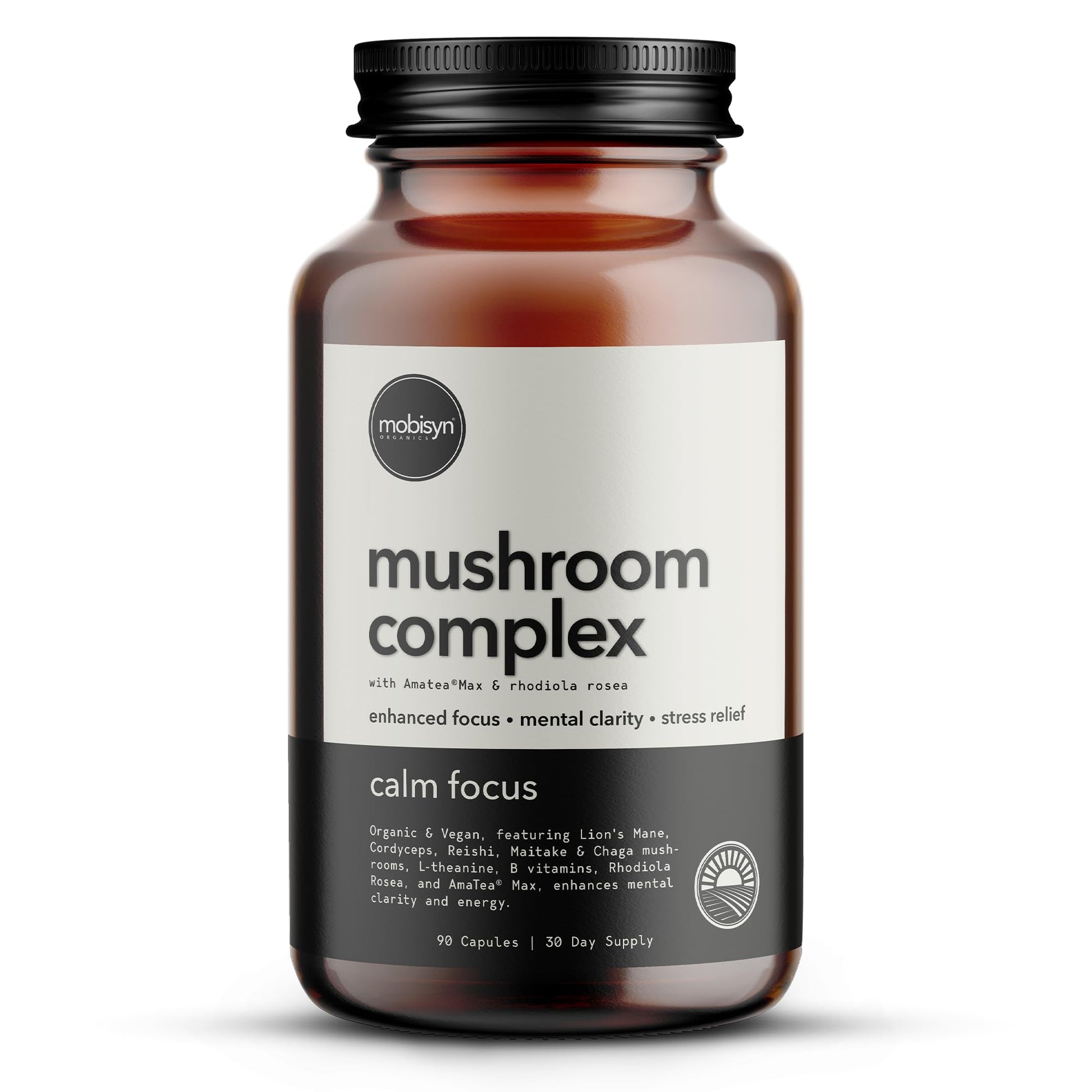 Mobisyn Lion's Mane Adaptogenic Mushrooms Nootropics Brain Support Capsule 90 Count