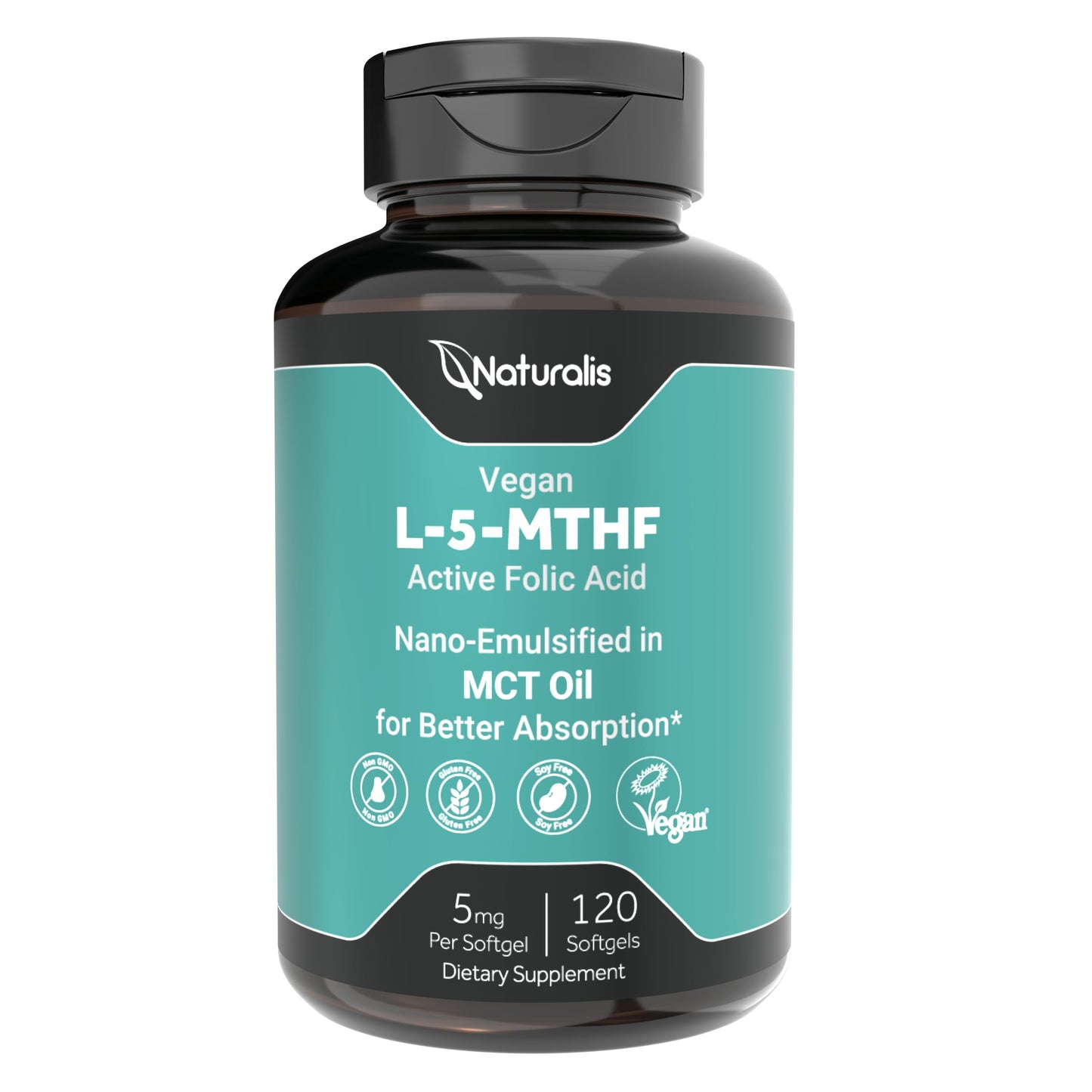 Naturalis Vegan L-5-MTHF 5mg (8300mcg DFE) 120 Softgels