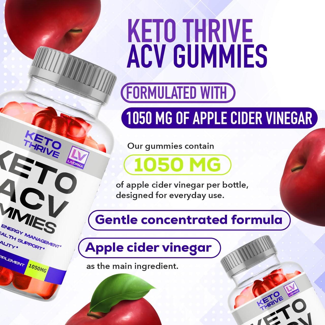 LIVORKA Keto Thrive ACV Gummies Gummy 180 Count