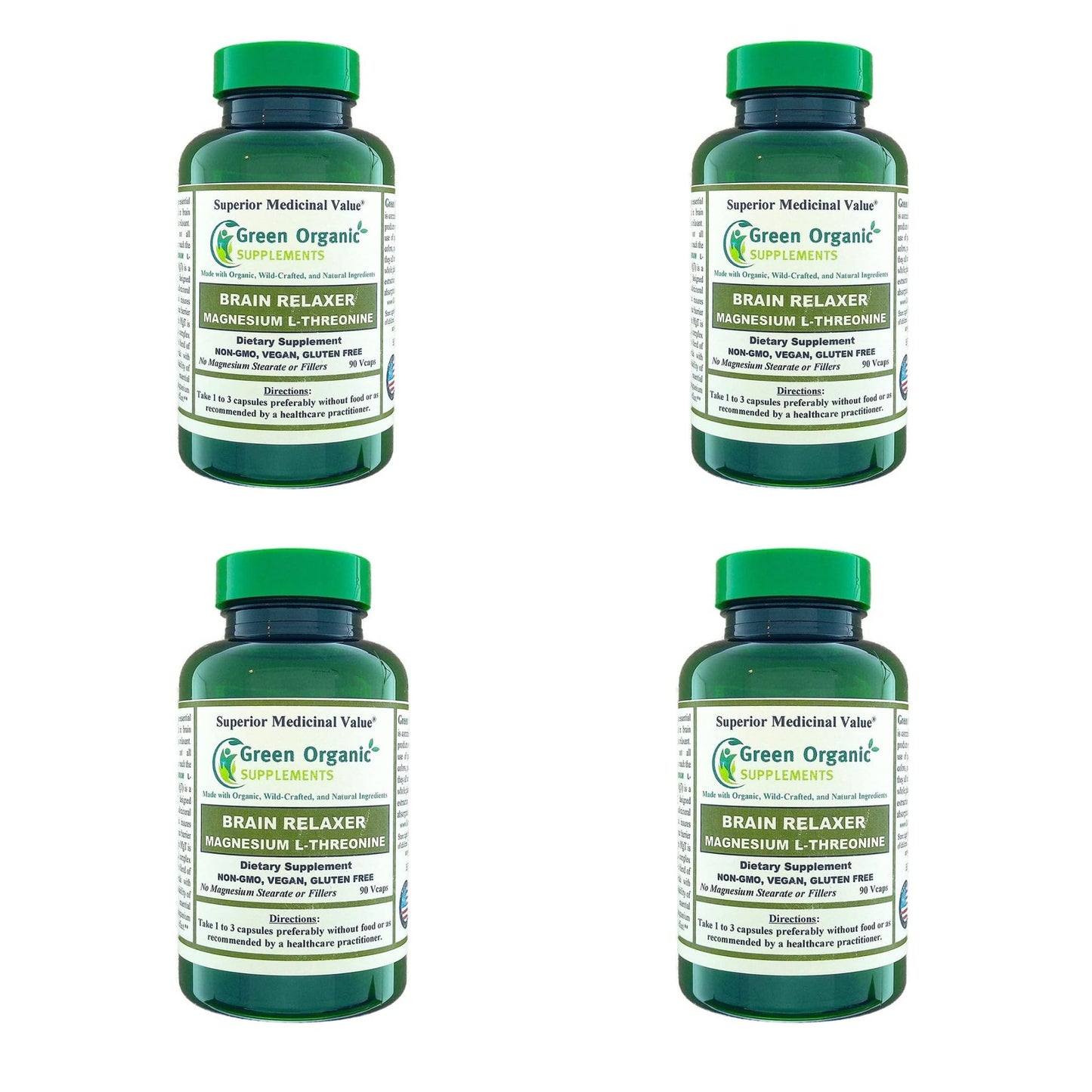 Green Organic Supplements Magnesium L-Threonine Capsules 360
