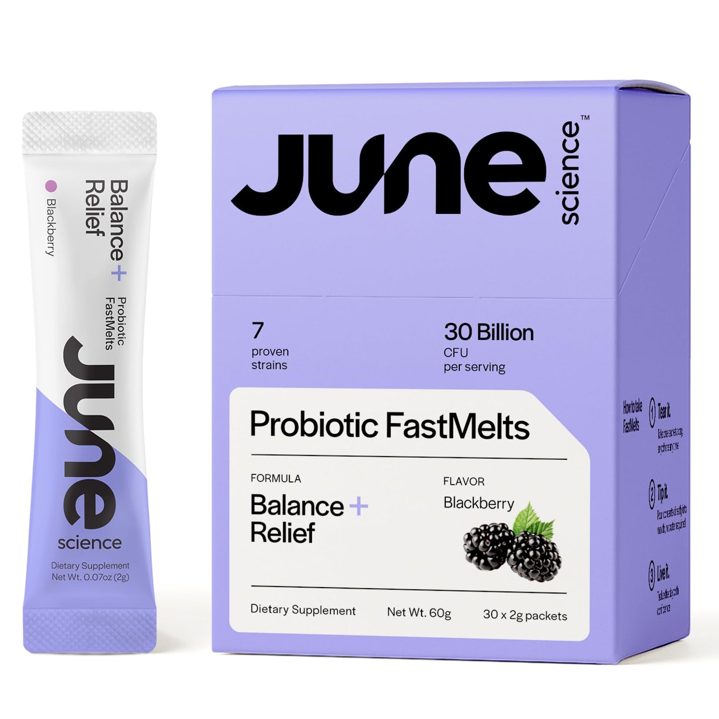 June Science Balance + Relief Fast Melt Pre + Probiotic for Mood & Stress Powder 2.1 oz