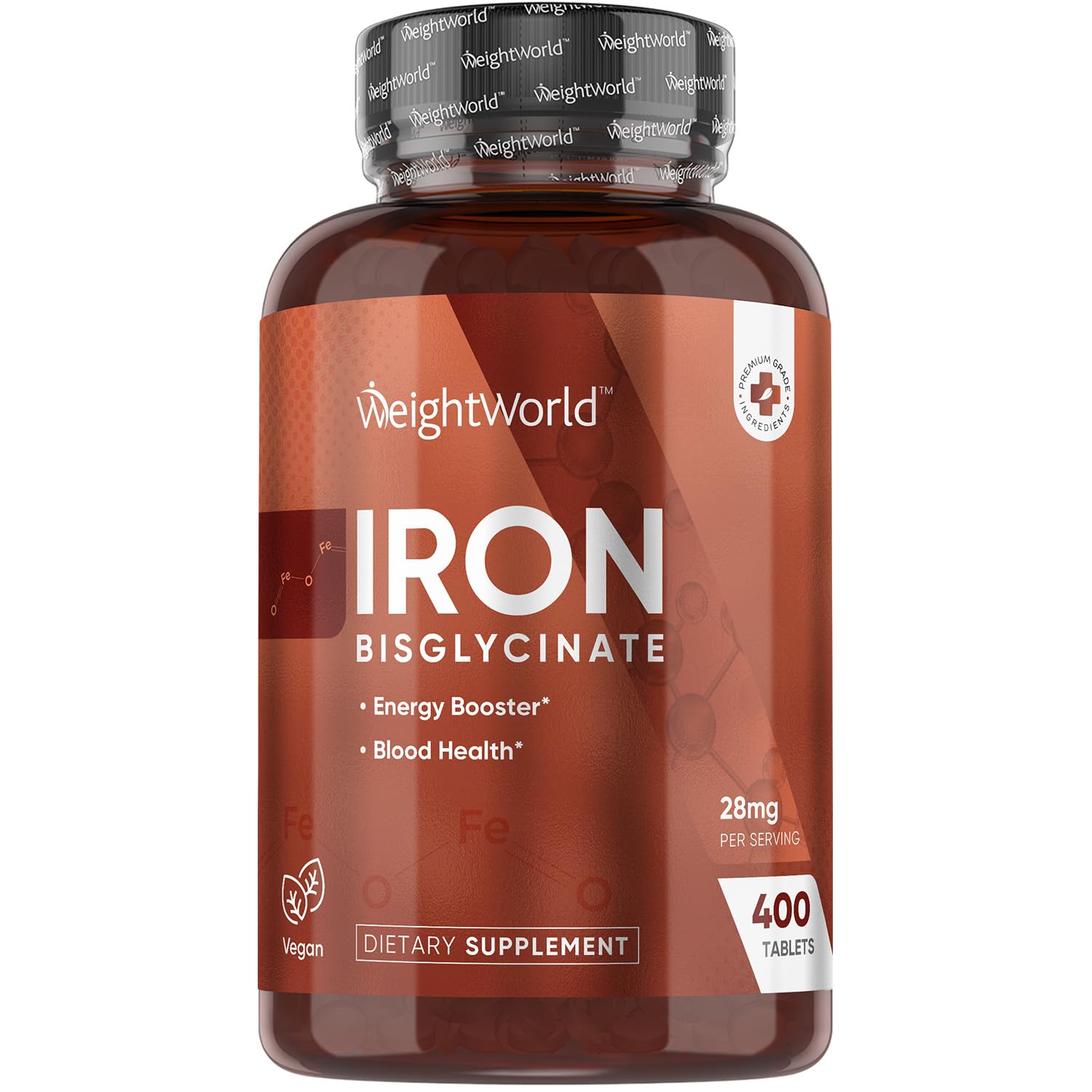 WeightWorld Iron Bisglycinate 28mg Tablets, 400 Count