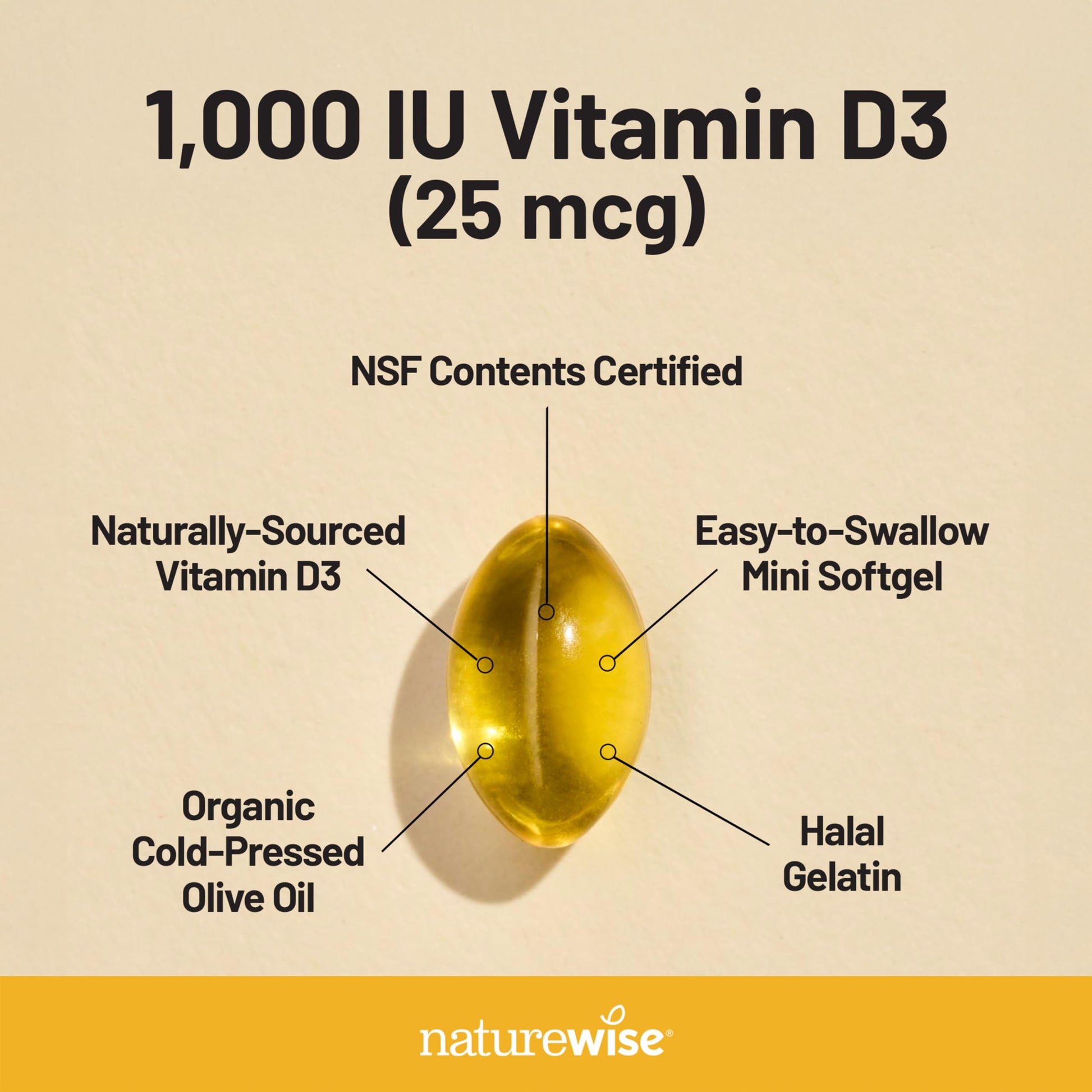 NatureWise Vitamin D3 1000 IU (25 mcg) Softgels 30 Count