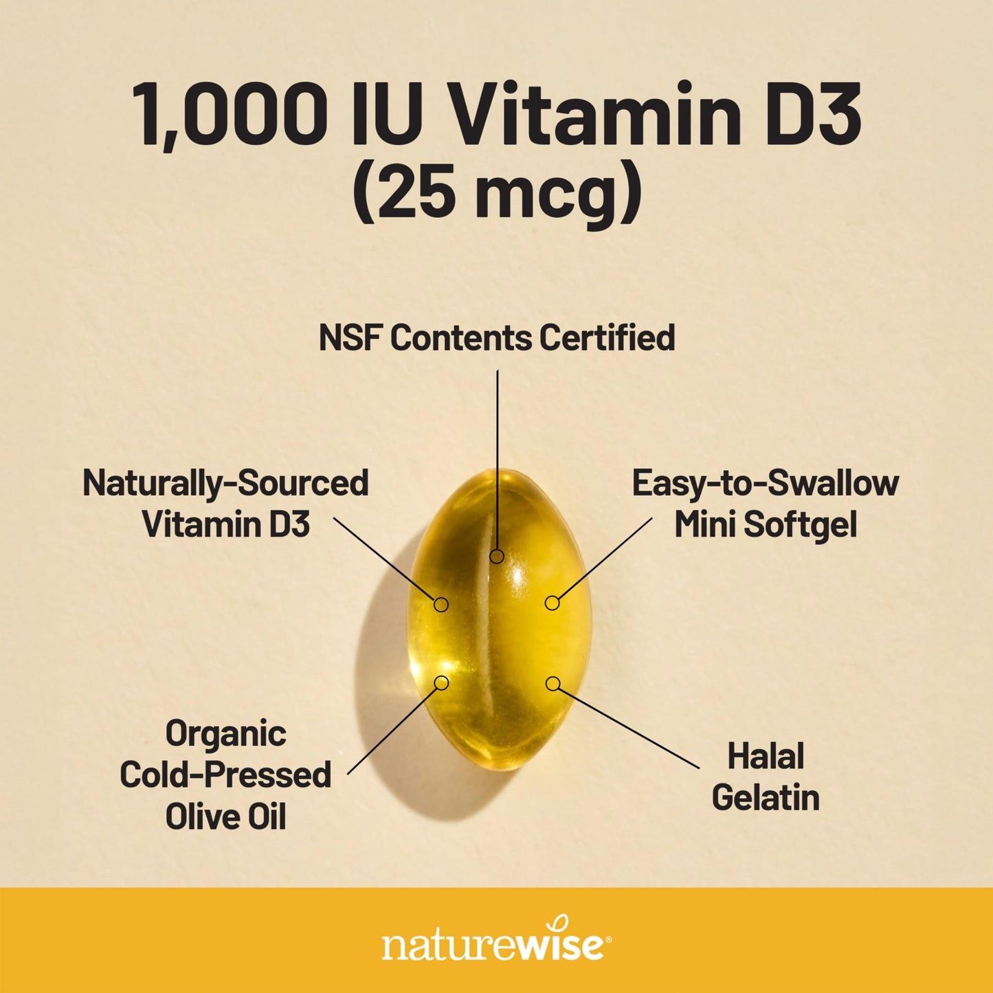 NatureWise Vitamin D3 Softgels 1000 IU, 90 Count