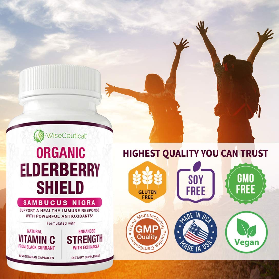 Wiseceutical Max Absorption Vitamin K2 + D3 & Organic Elderberry with Black Currant and Echinacea Capsules, 60 Count