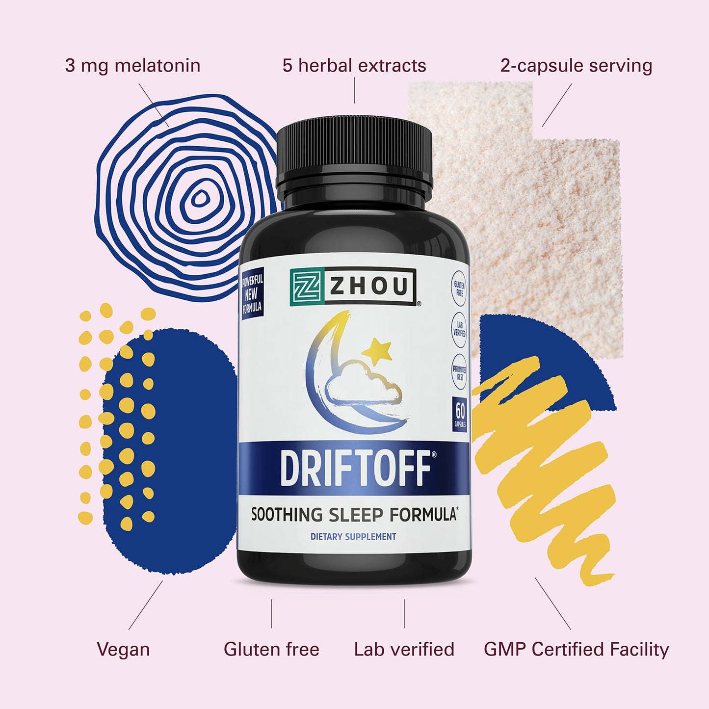 ZHOU Driftoff Sleep Aid Capsules 60 Count