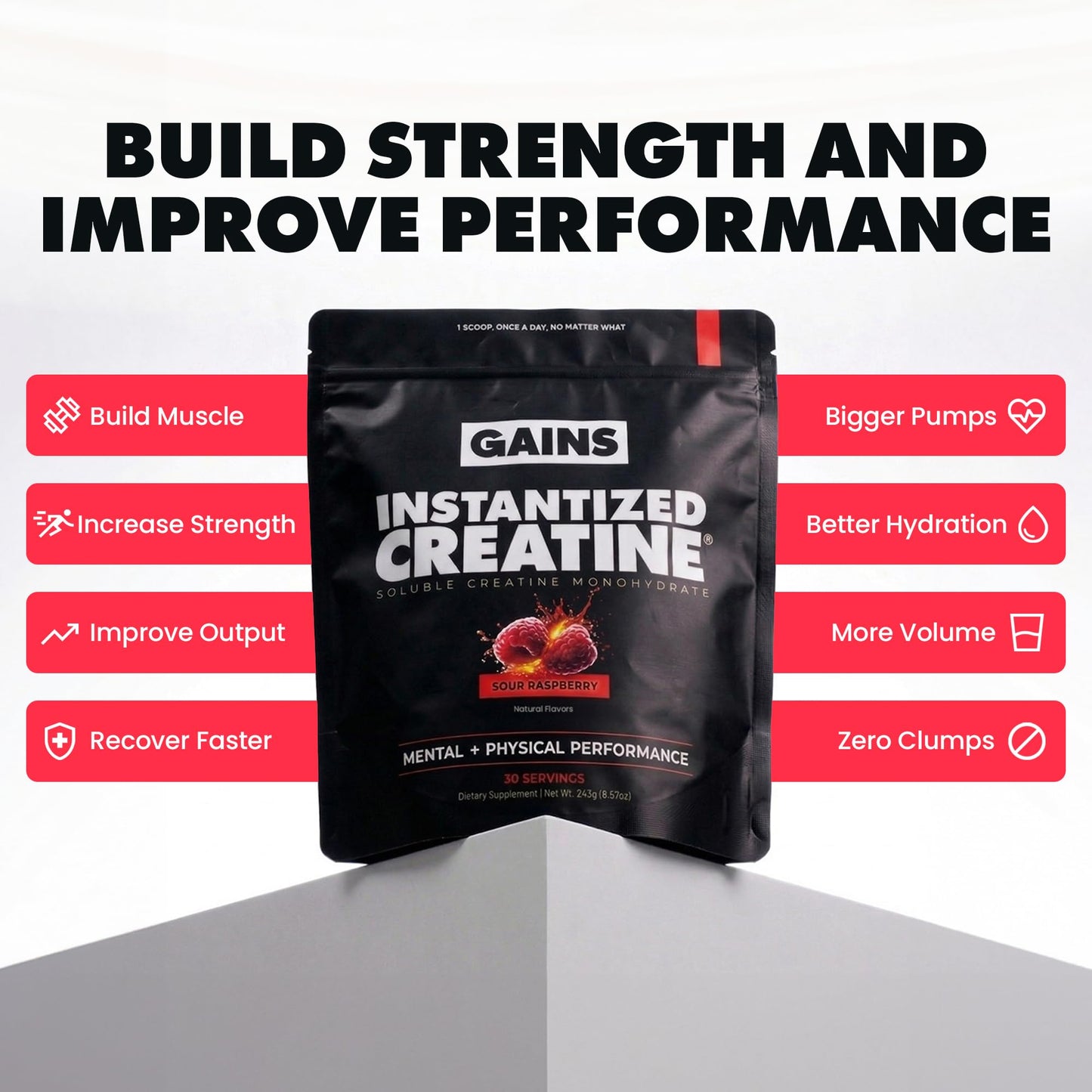 GAINS IN BULK Instantized Creatine Monohydrate Powder 30 Servings
