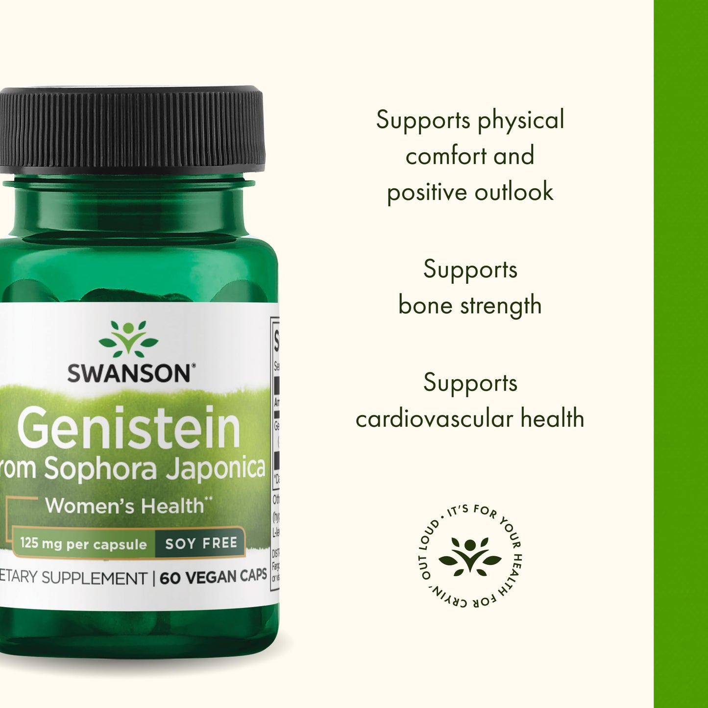 Swanson Genistein Soy-Free Plant-Based Capsules, 125 mg, 180 Count