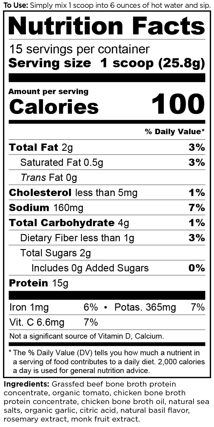 Ancient Nutrition Bone Broth Protein Powder, Tomato Basil, 15 Servings