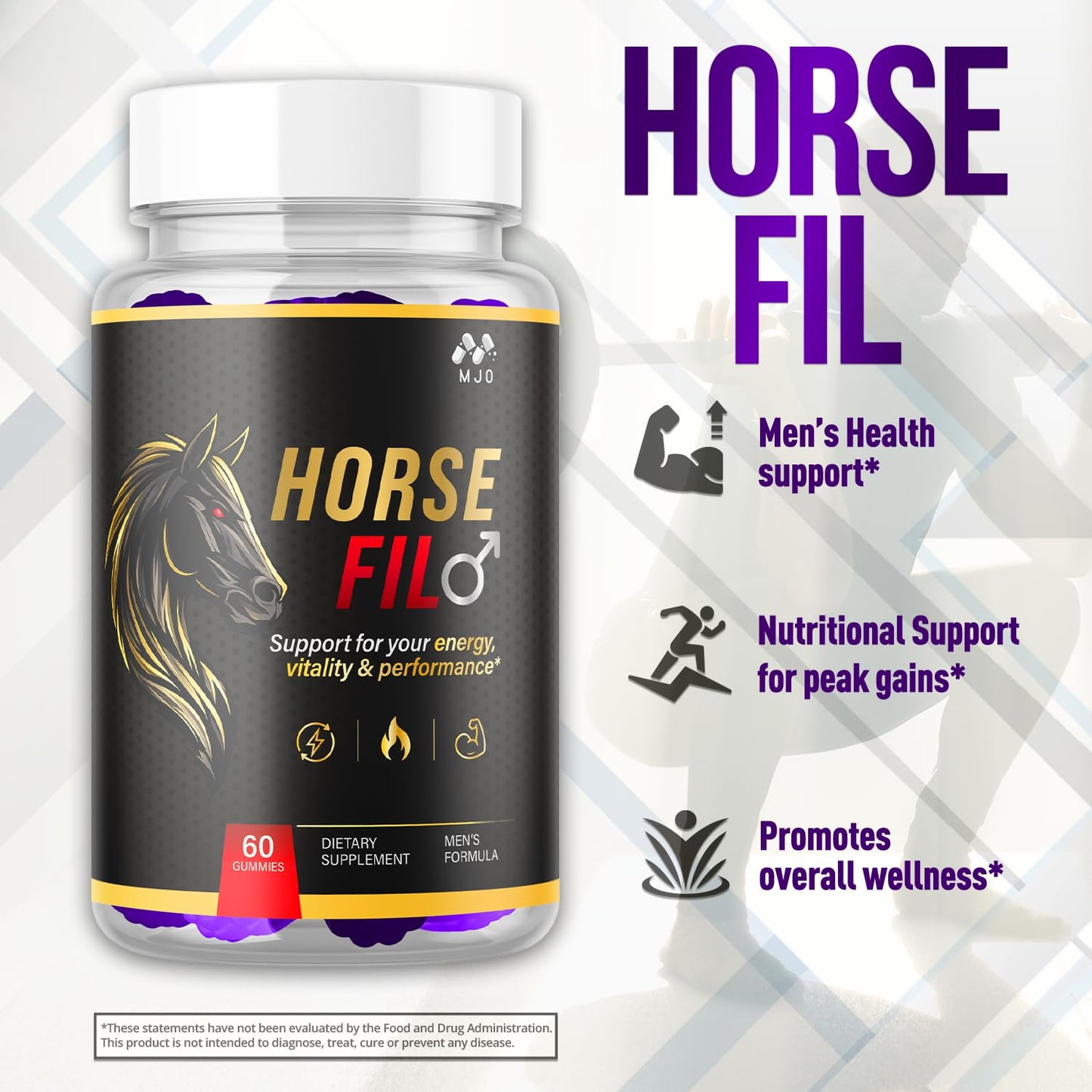 MJO Horse Fil Gummies Official Advanced Formula Supplement, 60 Gummies