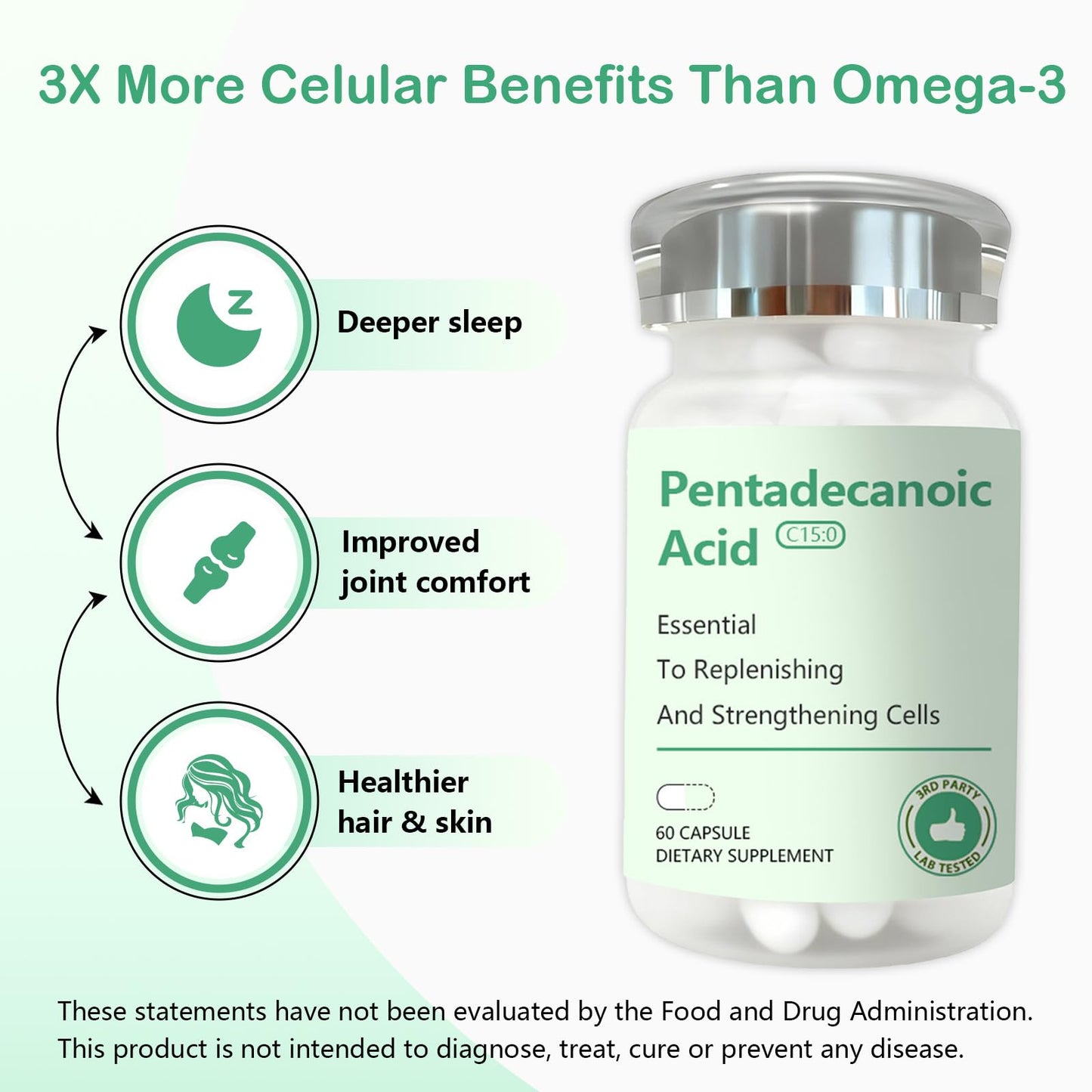 DNOUHN Pentadecanoic Acid C15:0 Supplements 300mg Sourced from High-Altitude Sheep Milk Capsules 60
