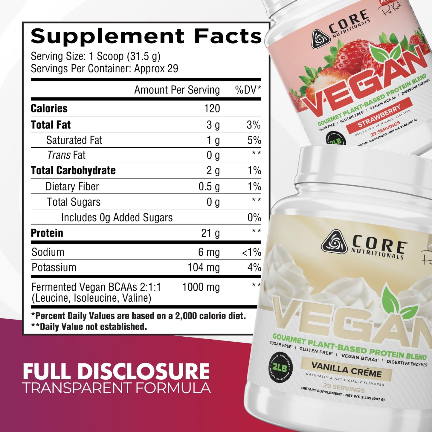 Core Nutritionals Vegan Gourmet Plant Based Protein Blend Protein Powder, 32