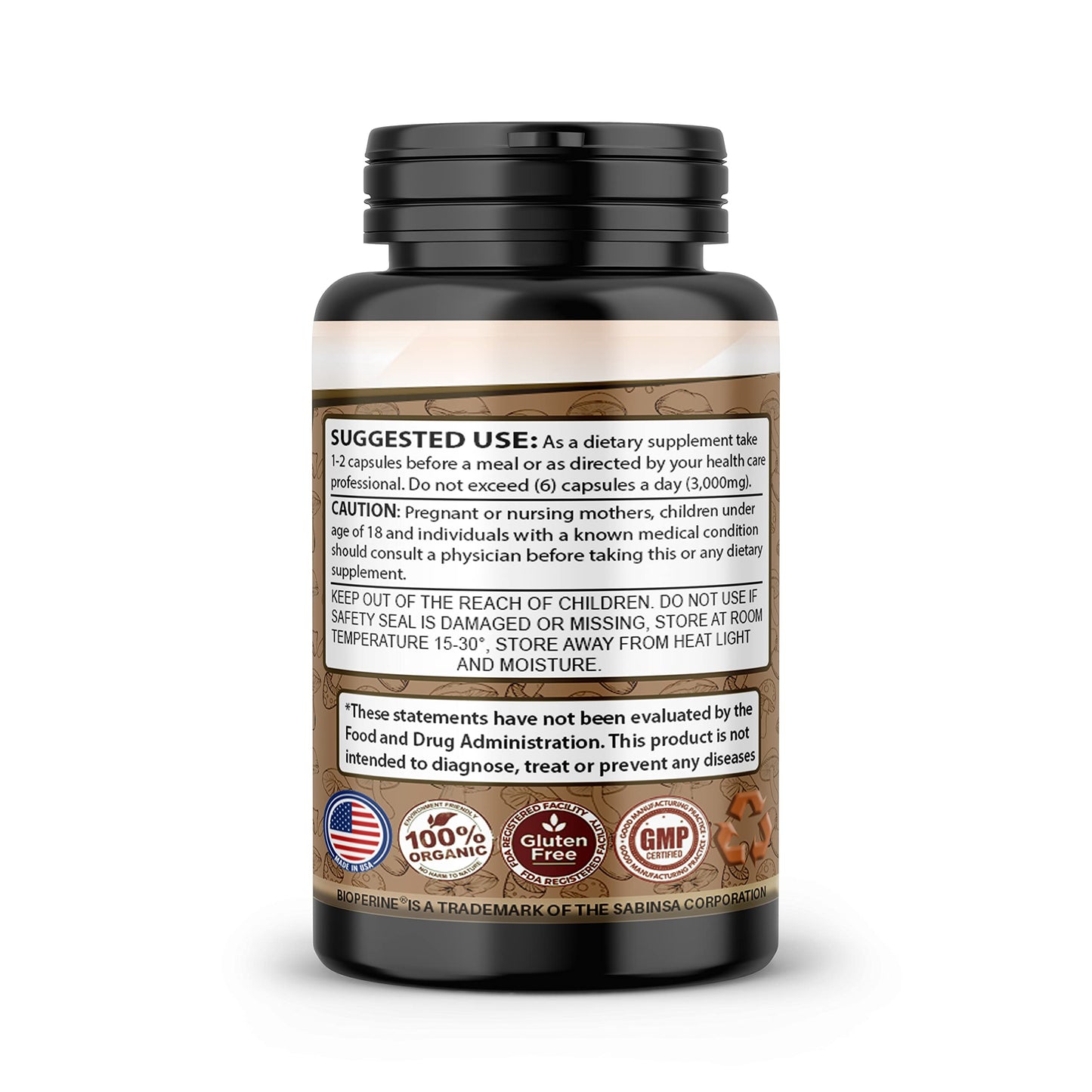 SMSHEALTHPRODUCTS.com Mushroom Supplement Capsules 60