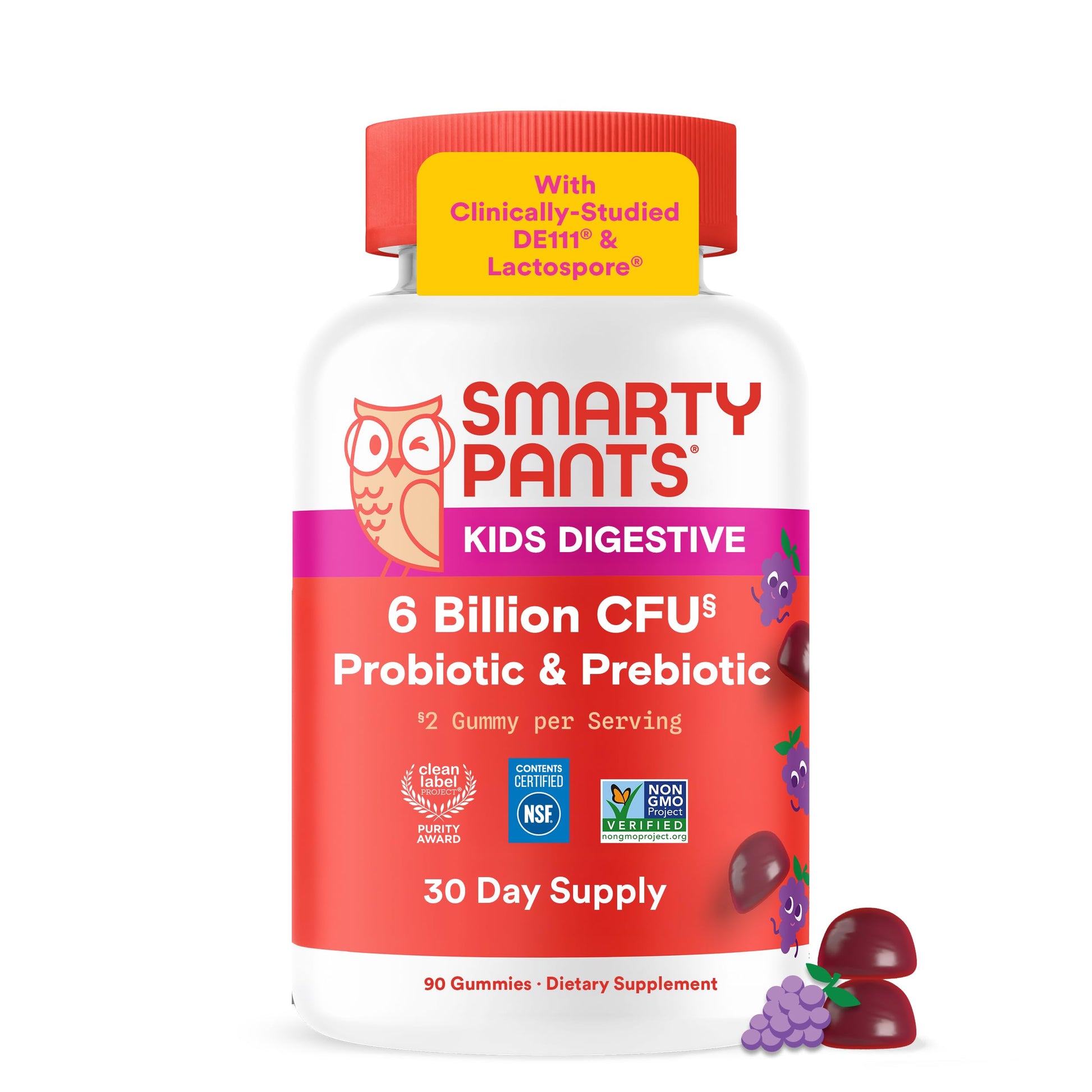 SmartyPants Kids Probiotic & Prebiotic Gummies for Digestive Health, 60 Count