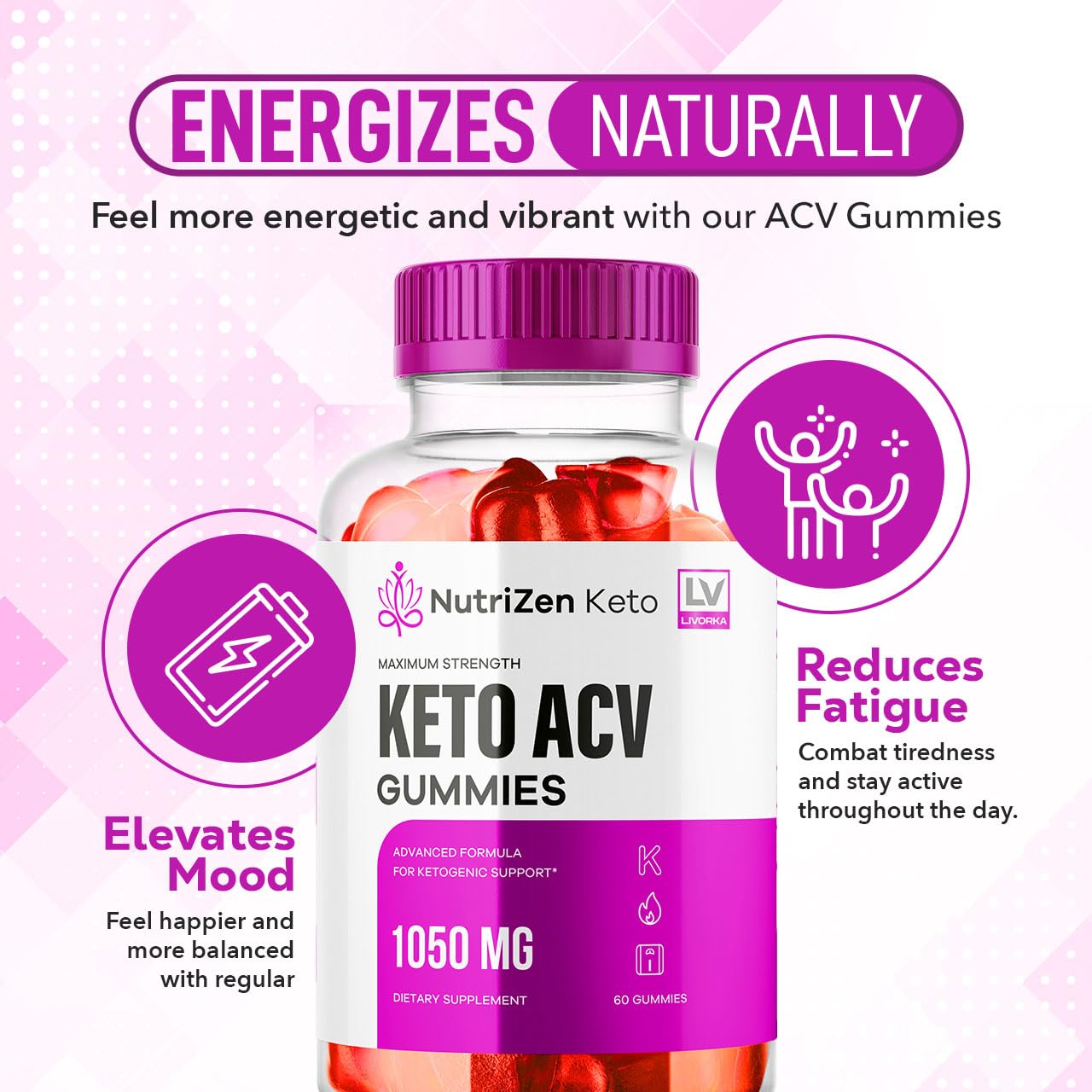 LIVORKA Nutrizen Keto ACV Gummies, 60 Count