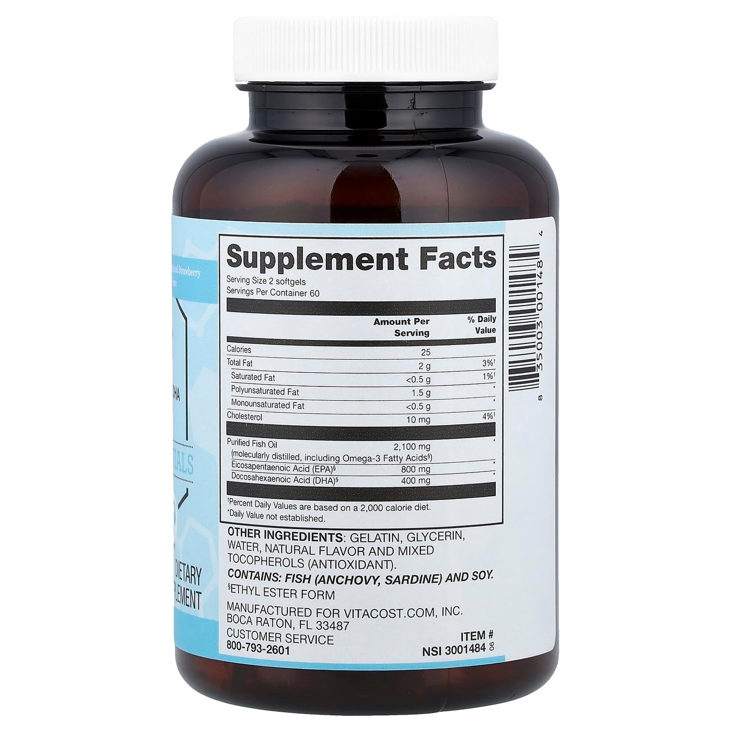 Vitacost Synergy Mega EFA Natural Strawberry Softgels 120 Count