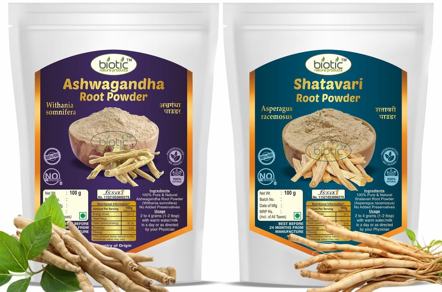 Biotic Ashwagandha and Shatavari Powder 7.06 Ounce