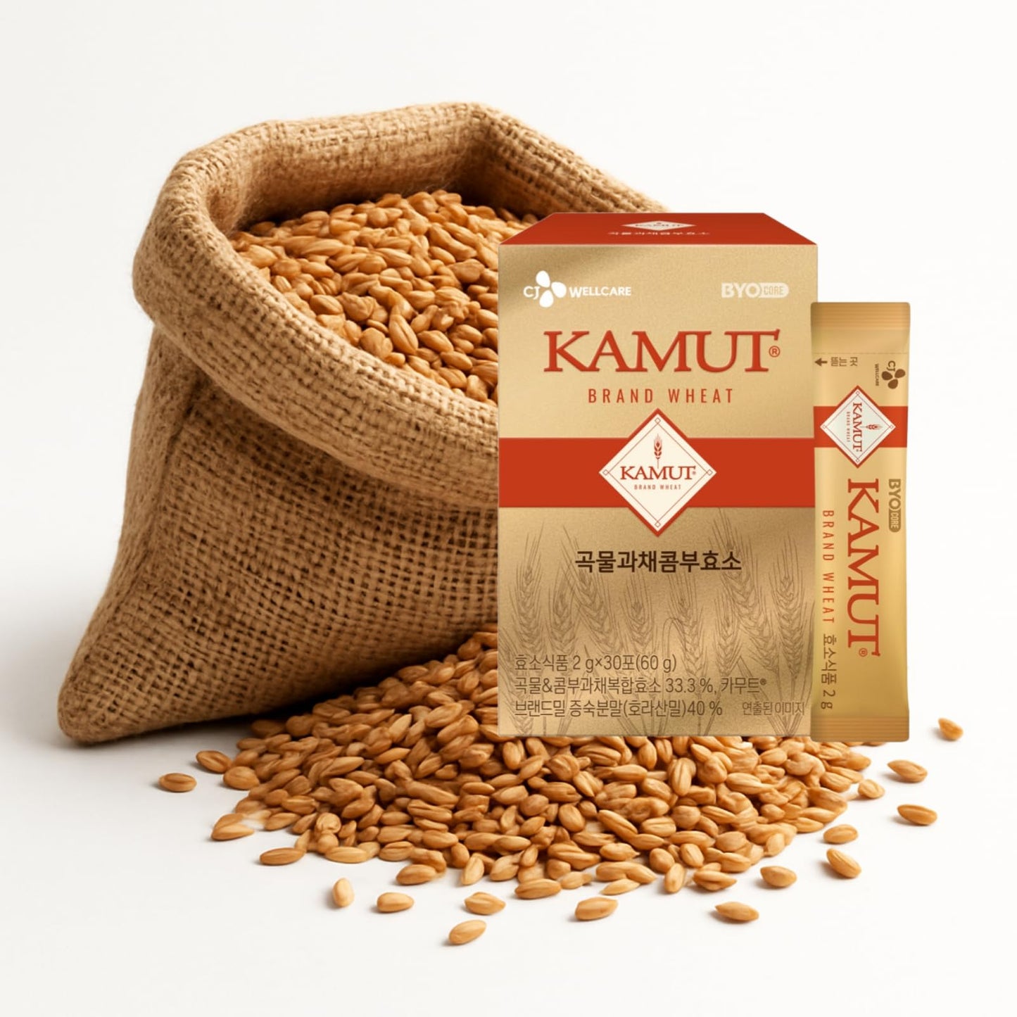 MENBLY Korean Kamut Premium Wheat Grain Enzyme Powder, 30 Sachets