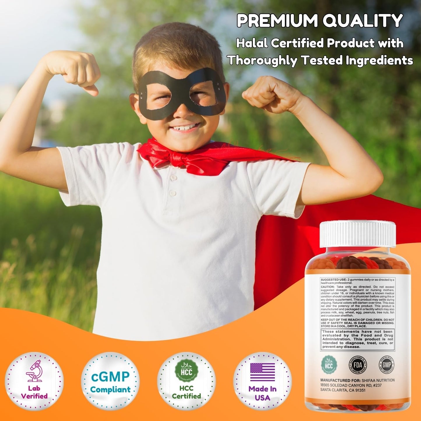 SHIFAA NUTRITION Vegetarian Vitamin D3 Gummies for Adults & Kids, 90 Count