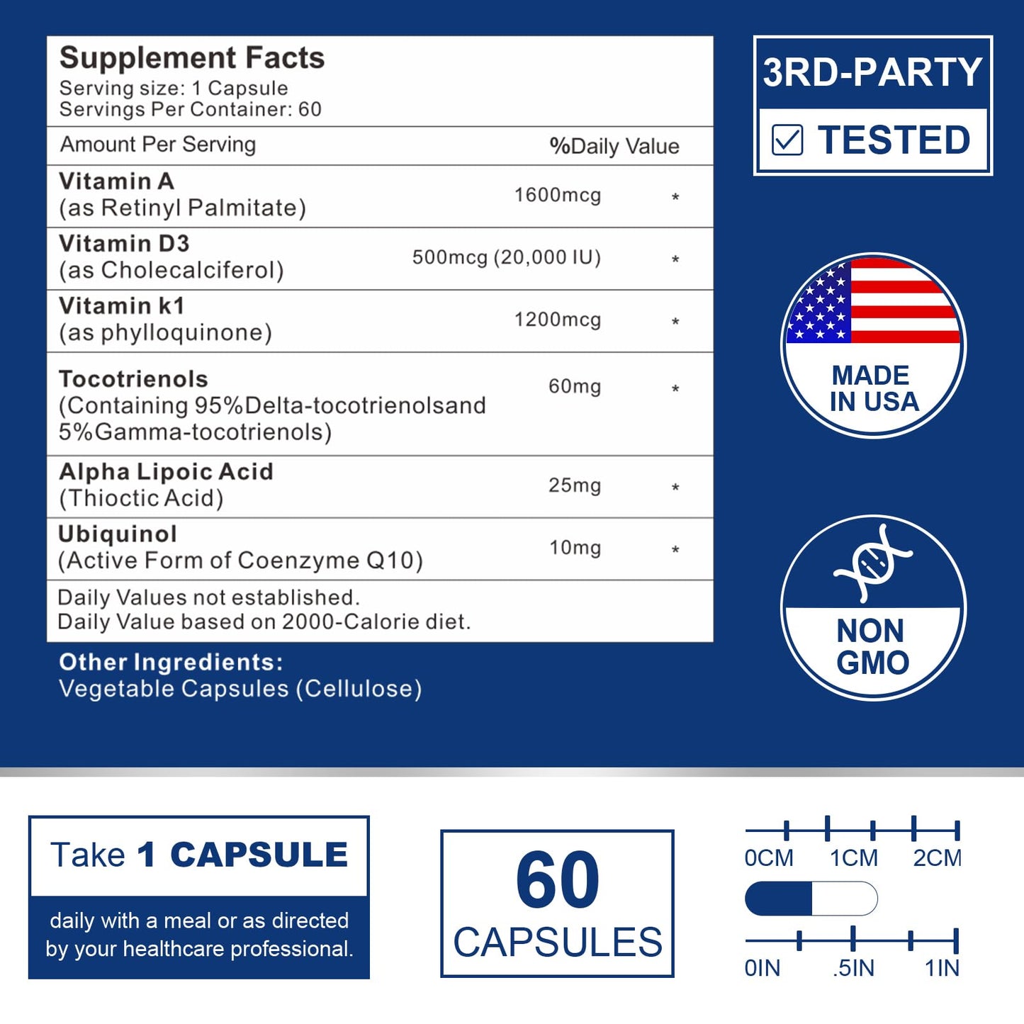 VITACRLLYNMN ADK Vitamin Supplement 20000 IU Capsules, 60 Count