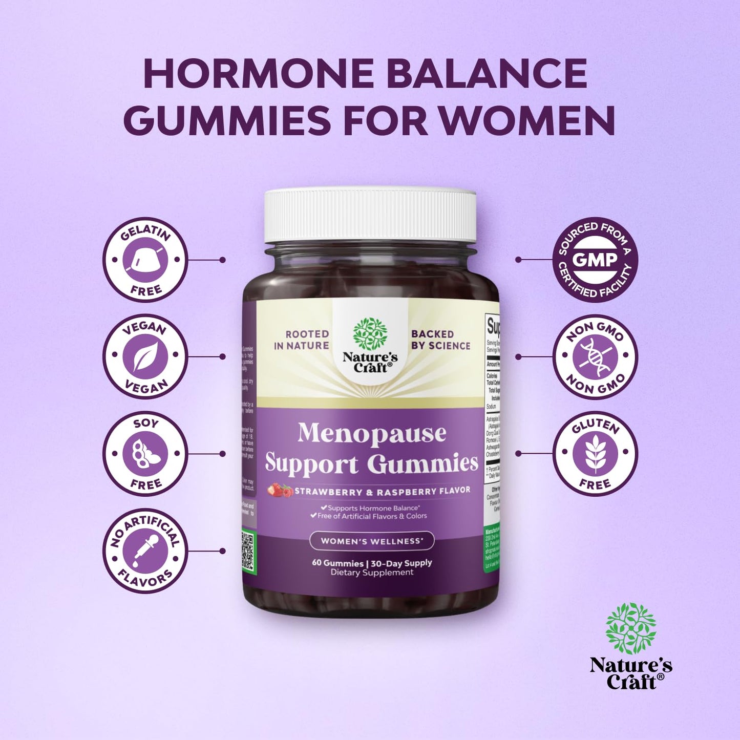 Natures Craft Menopause Gummies with Dong Quai and Ashwagandha, 180 Gummies