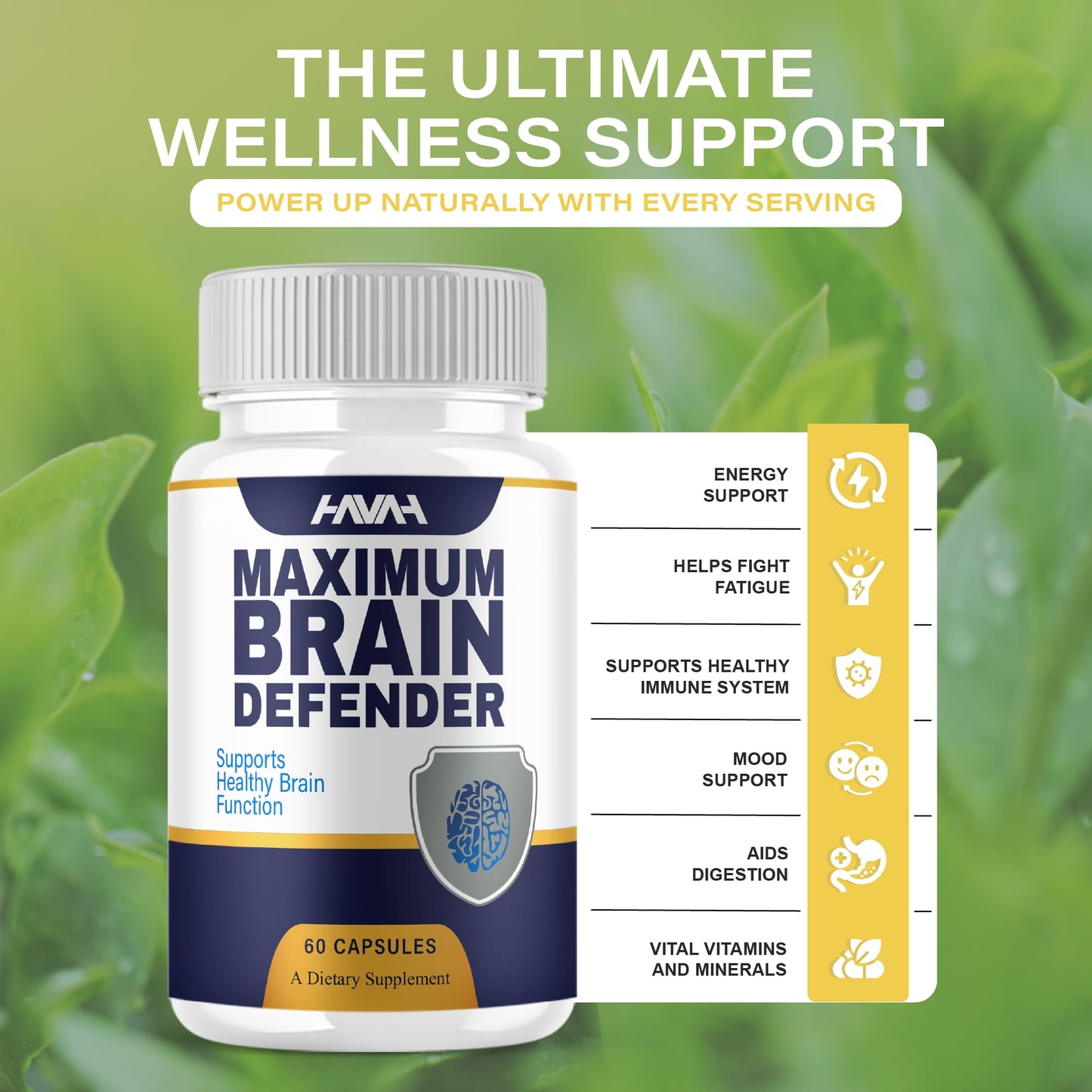 Havah Brain Defender Advanced Wellness Support Supplement Capsules, 60 Count