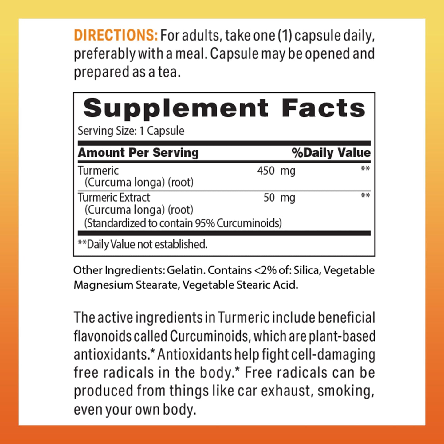 Vitamin World Turmeric Curcumin 500mg Capsules, 90 Count