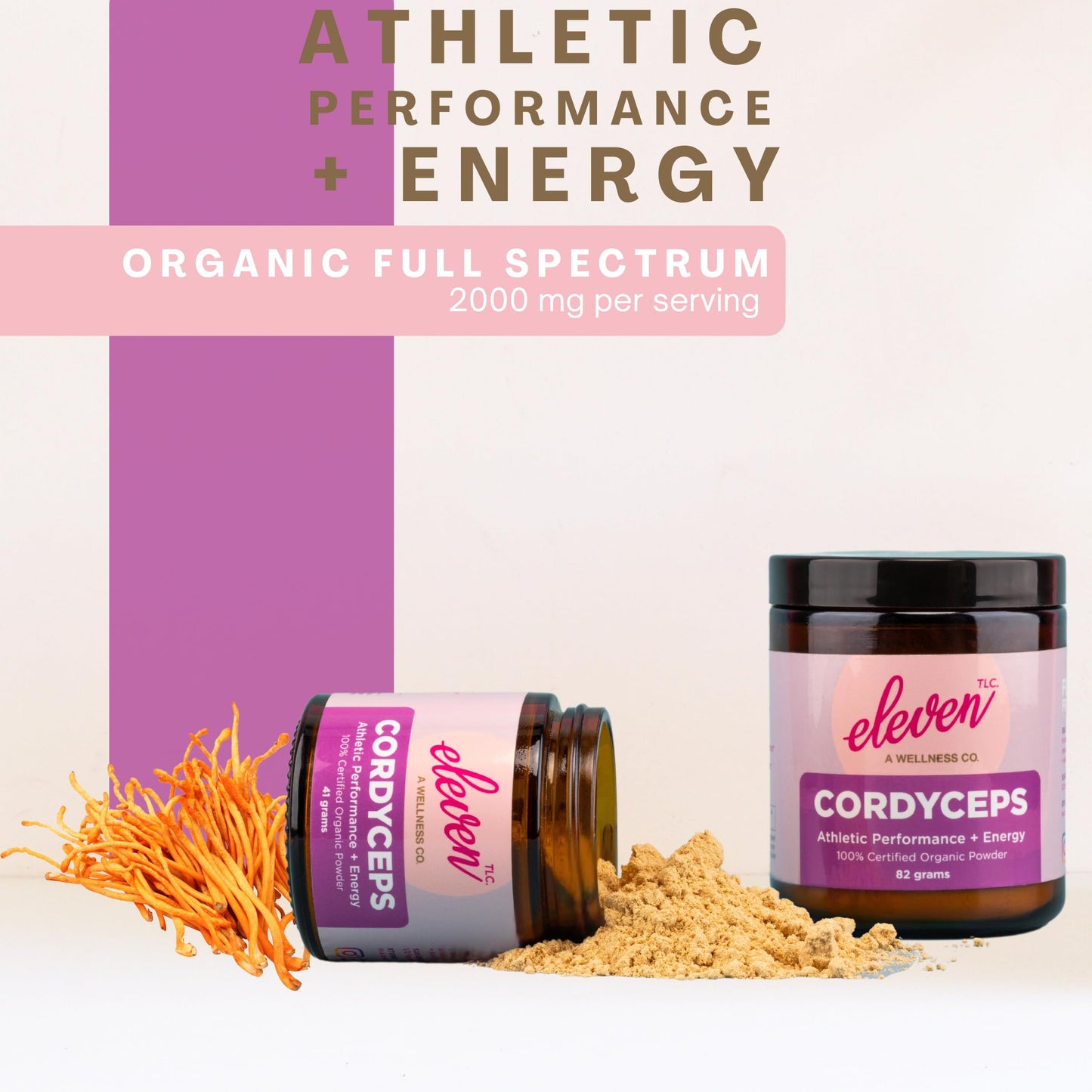 ELEVEN TLC A WELLNESS CO. Cordyceps Mushroom Powder Superfood, 2.89 oz